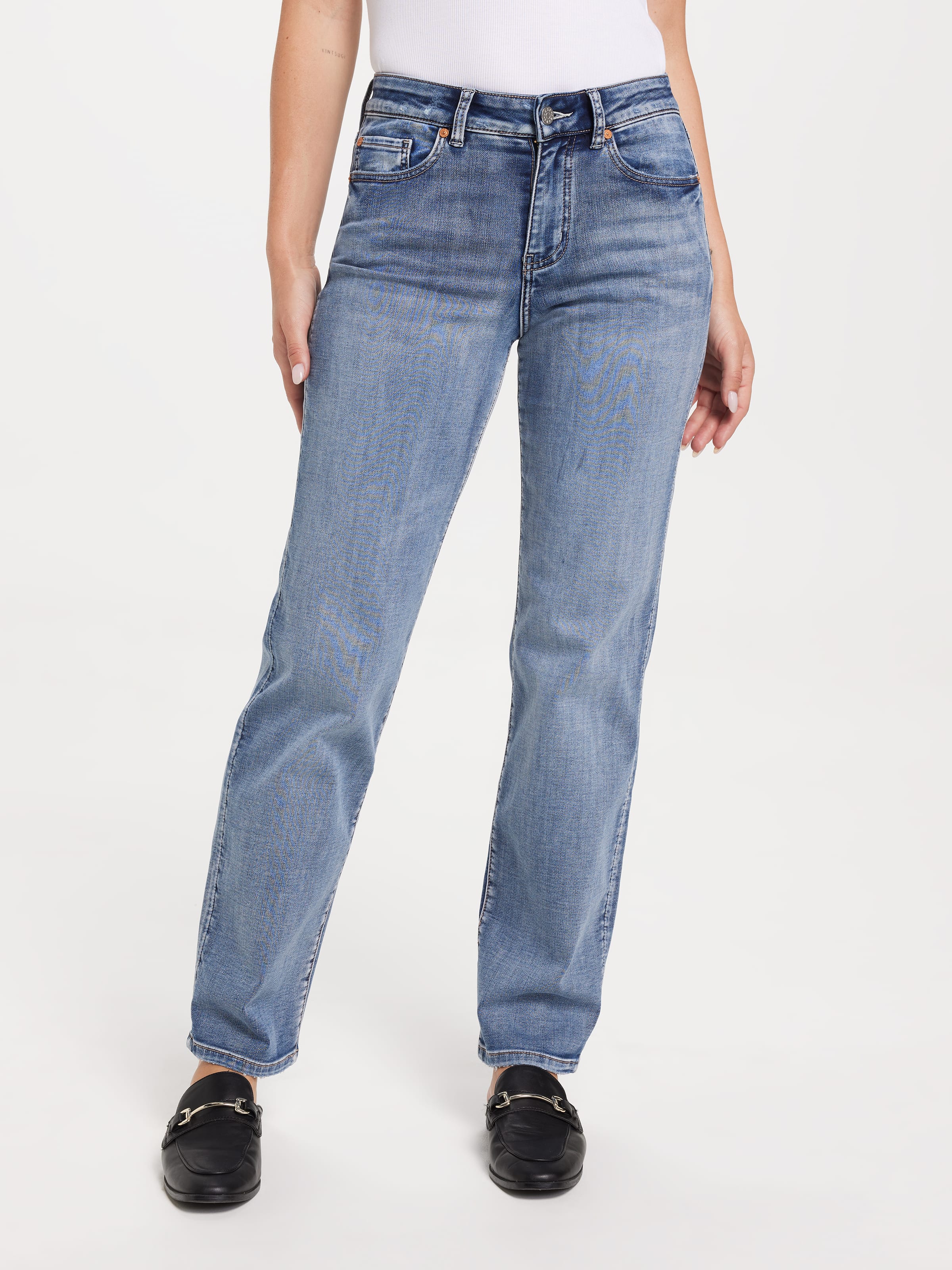 Amaze Mid Rise Straight Jean In Full Length