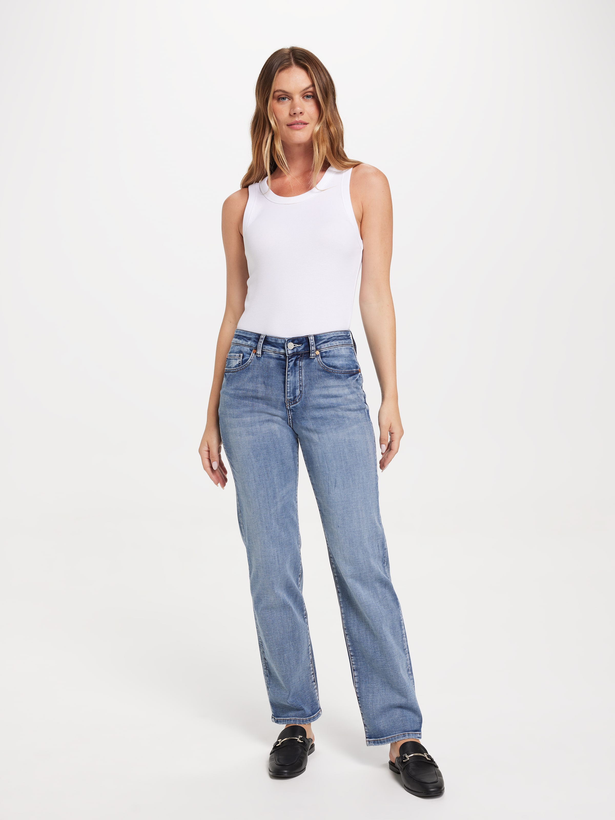 Amaze Mid Rise Straight Jean In Full Length