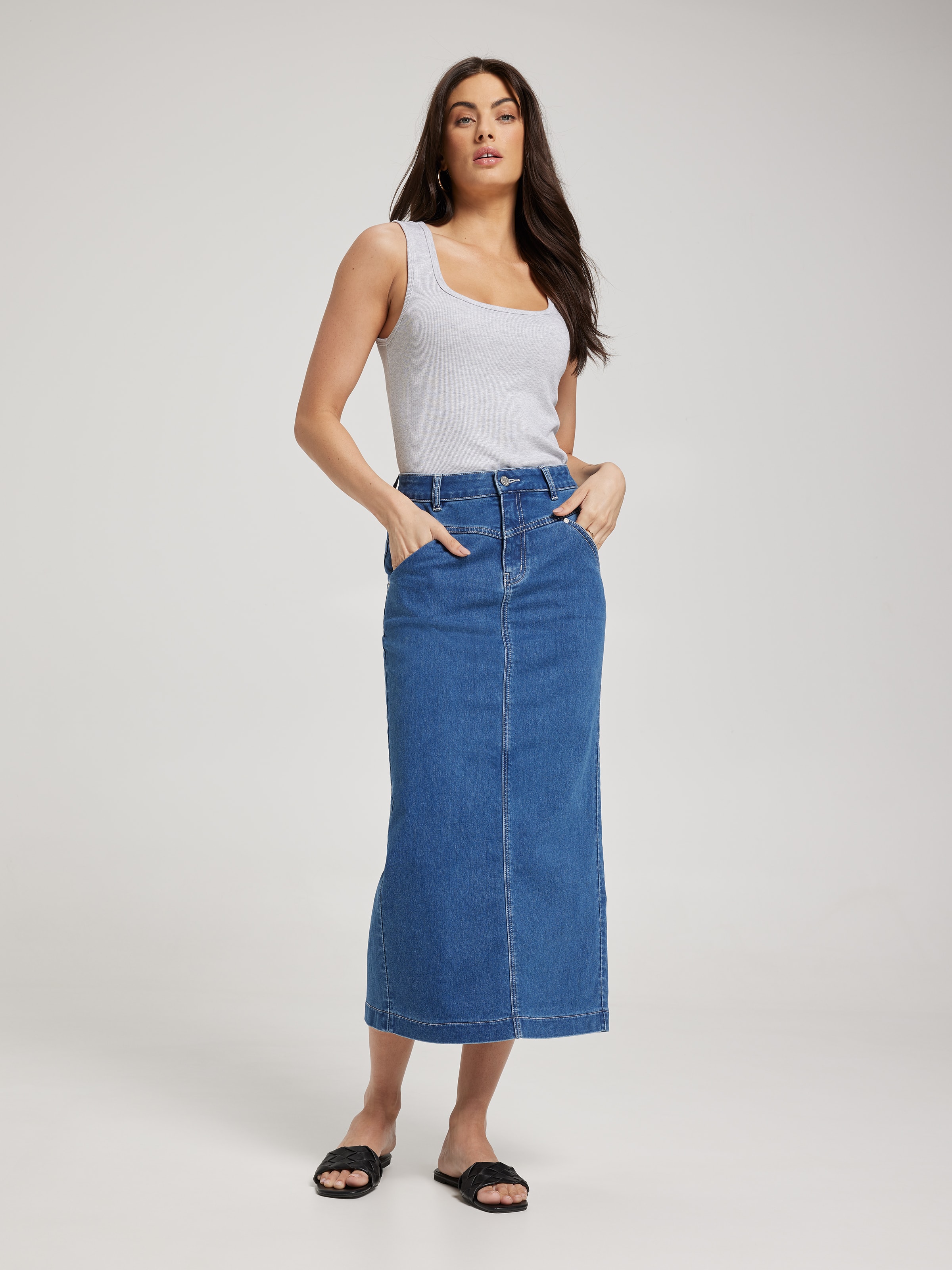 Denim dresses outlet and skirts