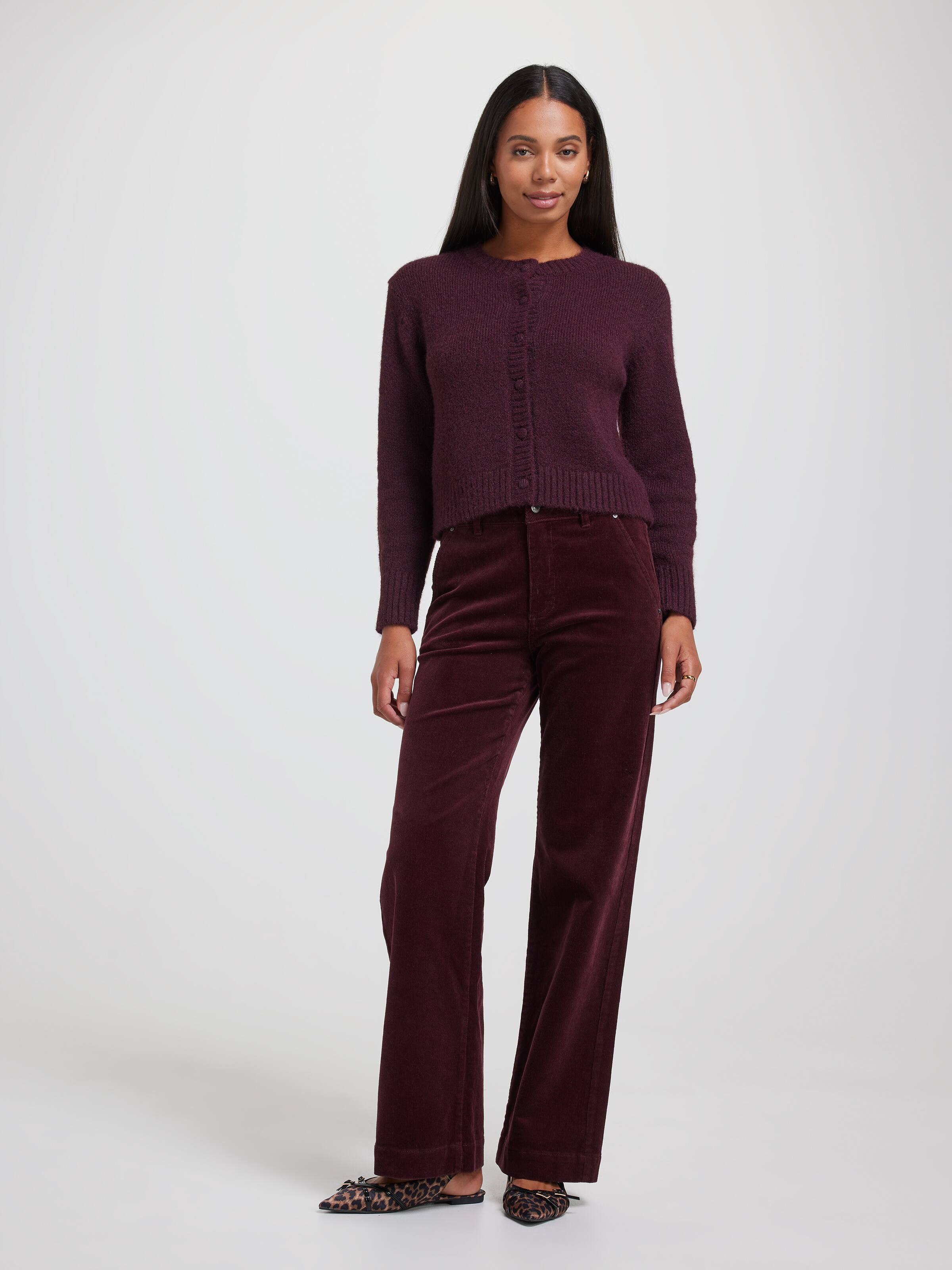 Cord High Rise Wide Leg Pocket Trouser