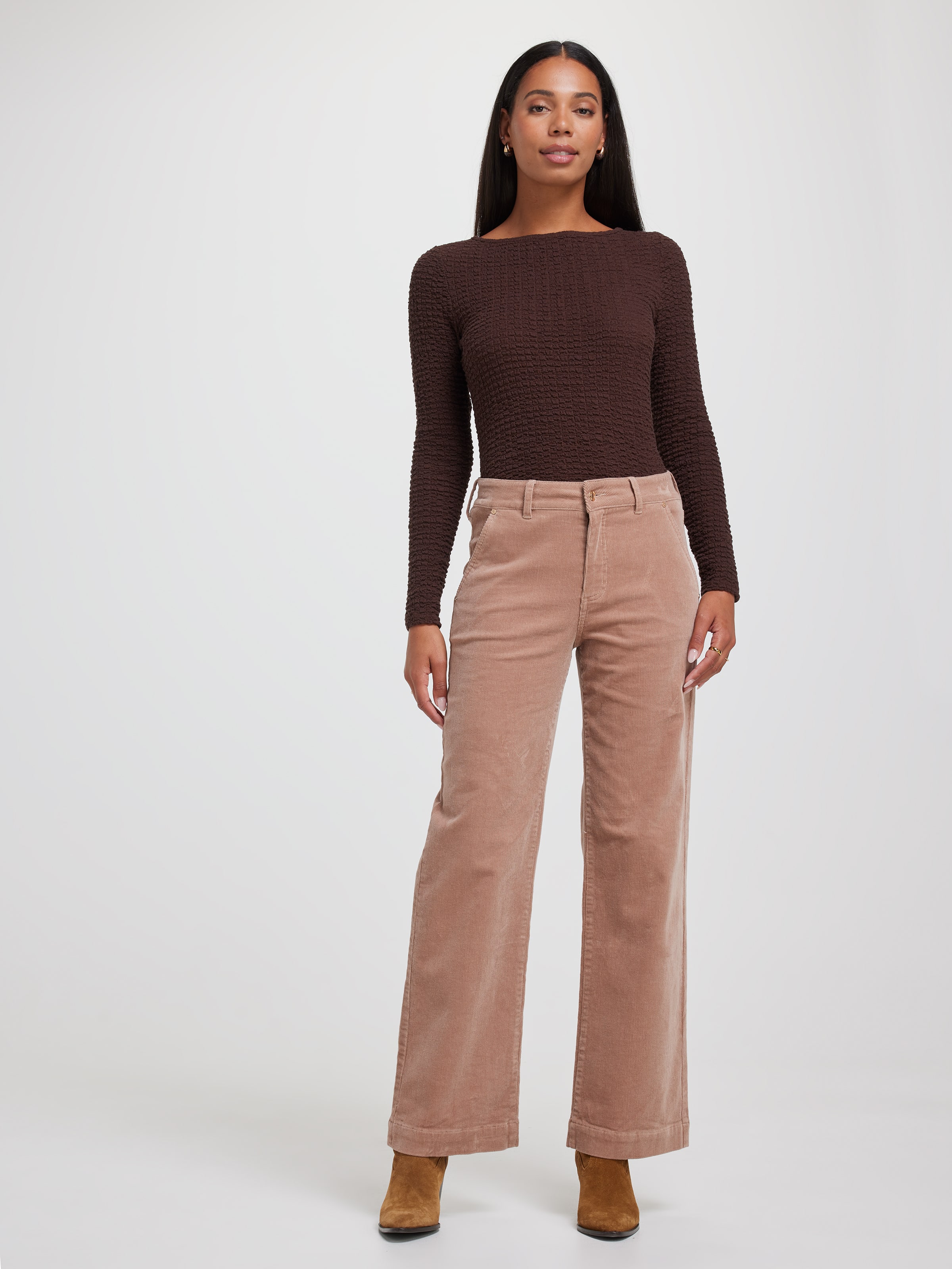 Cord High Rise Wide Leg Pocket Trouser