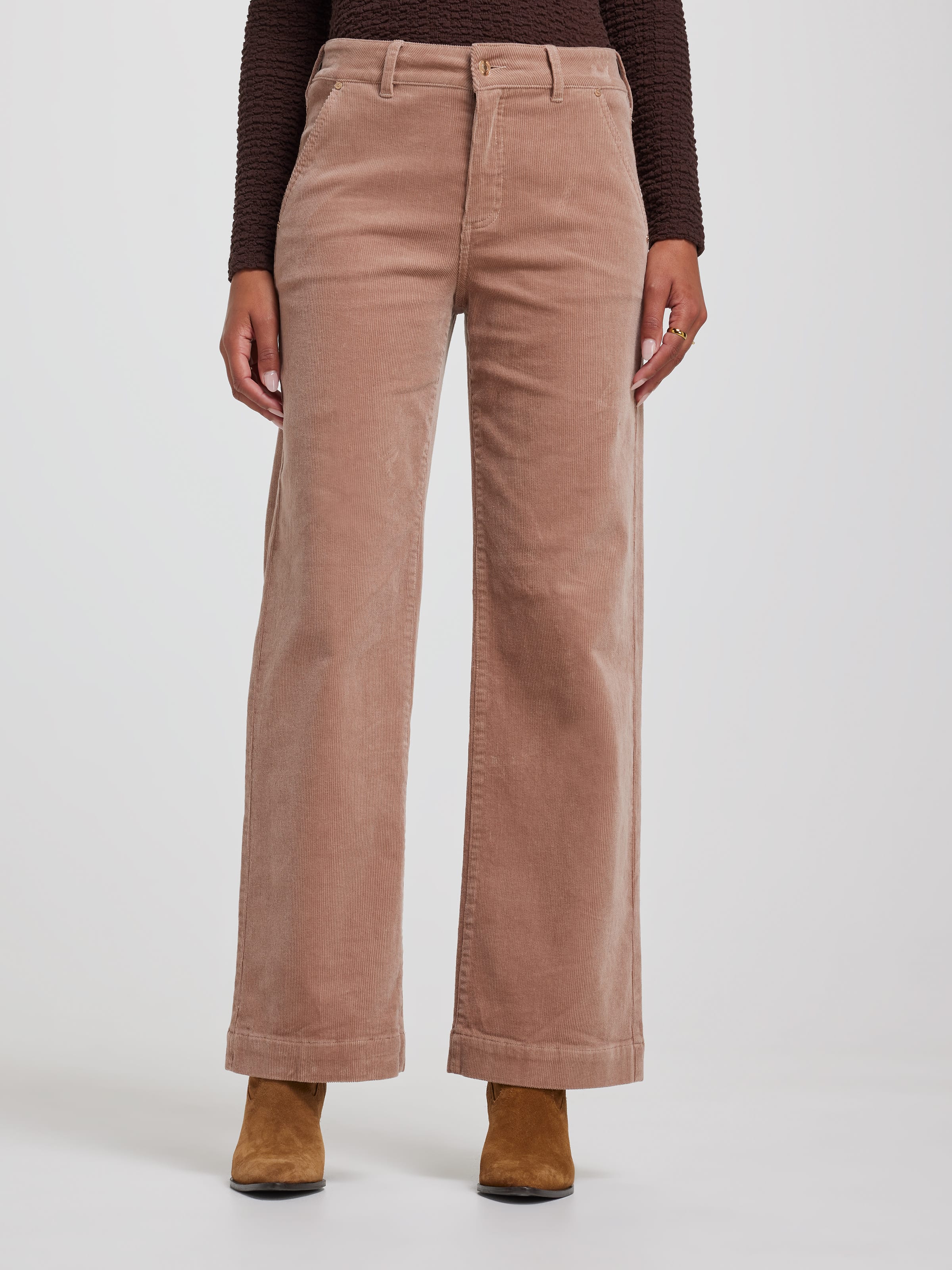 Cord High Rise Wide Leg Pocket Trouser