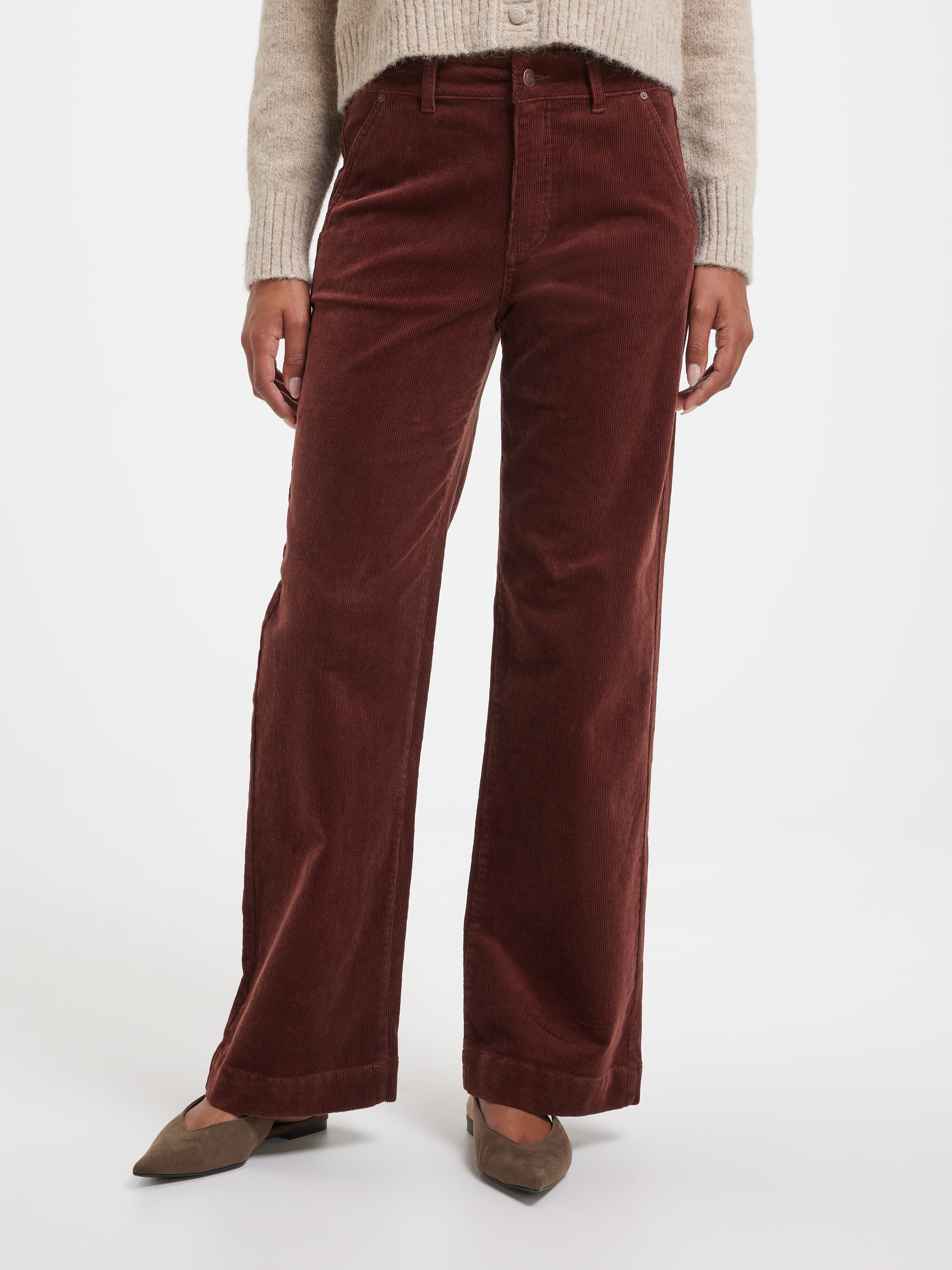 Cord High Rise Wide Leg Pocket Trouser