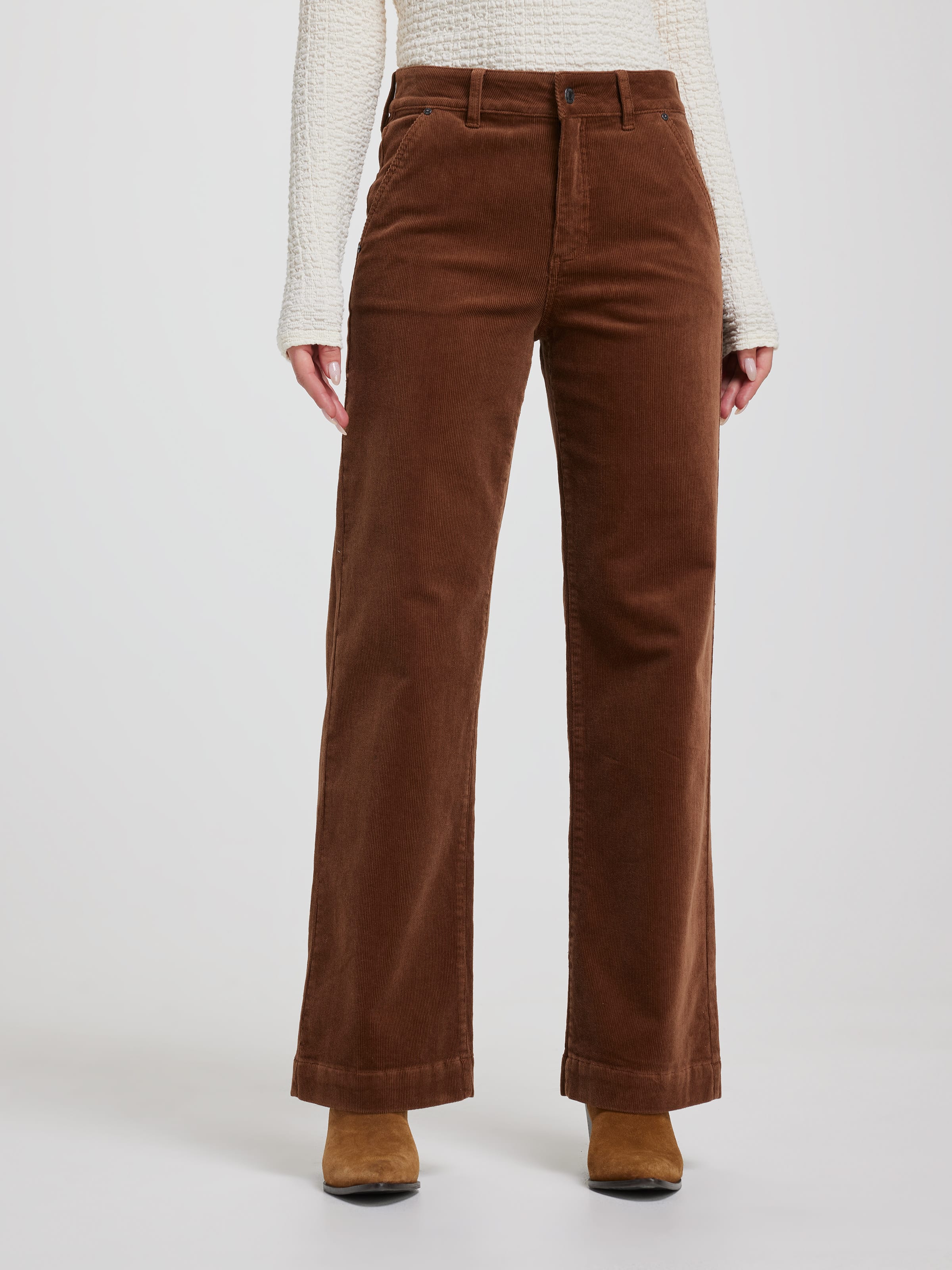Cord High Rise Wide Leg Pocket Trouser