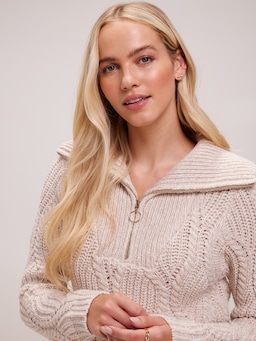Maria Cable Zip Neck Pullover
