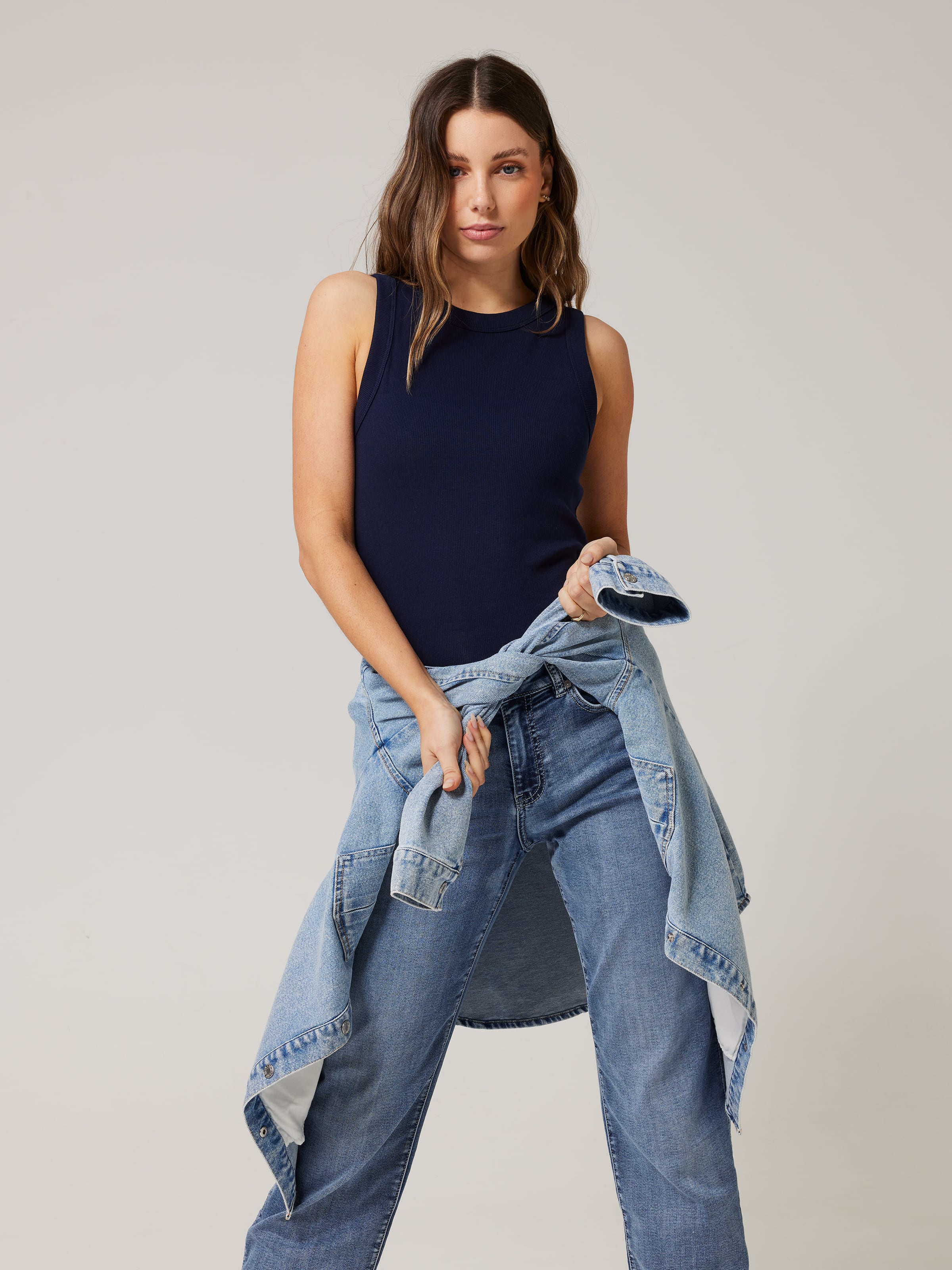 Kayla High Neck Rib Tank