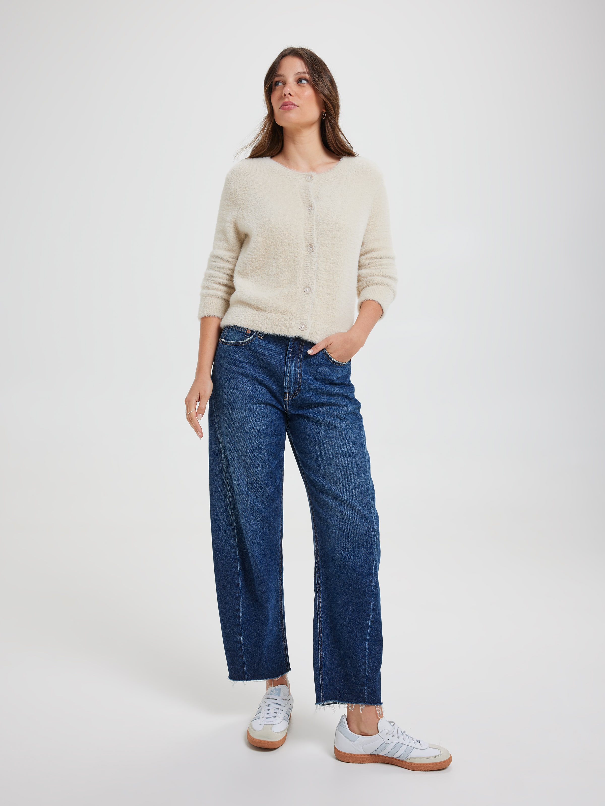 Leah Eyelash Crew Neck Cardi