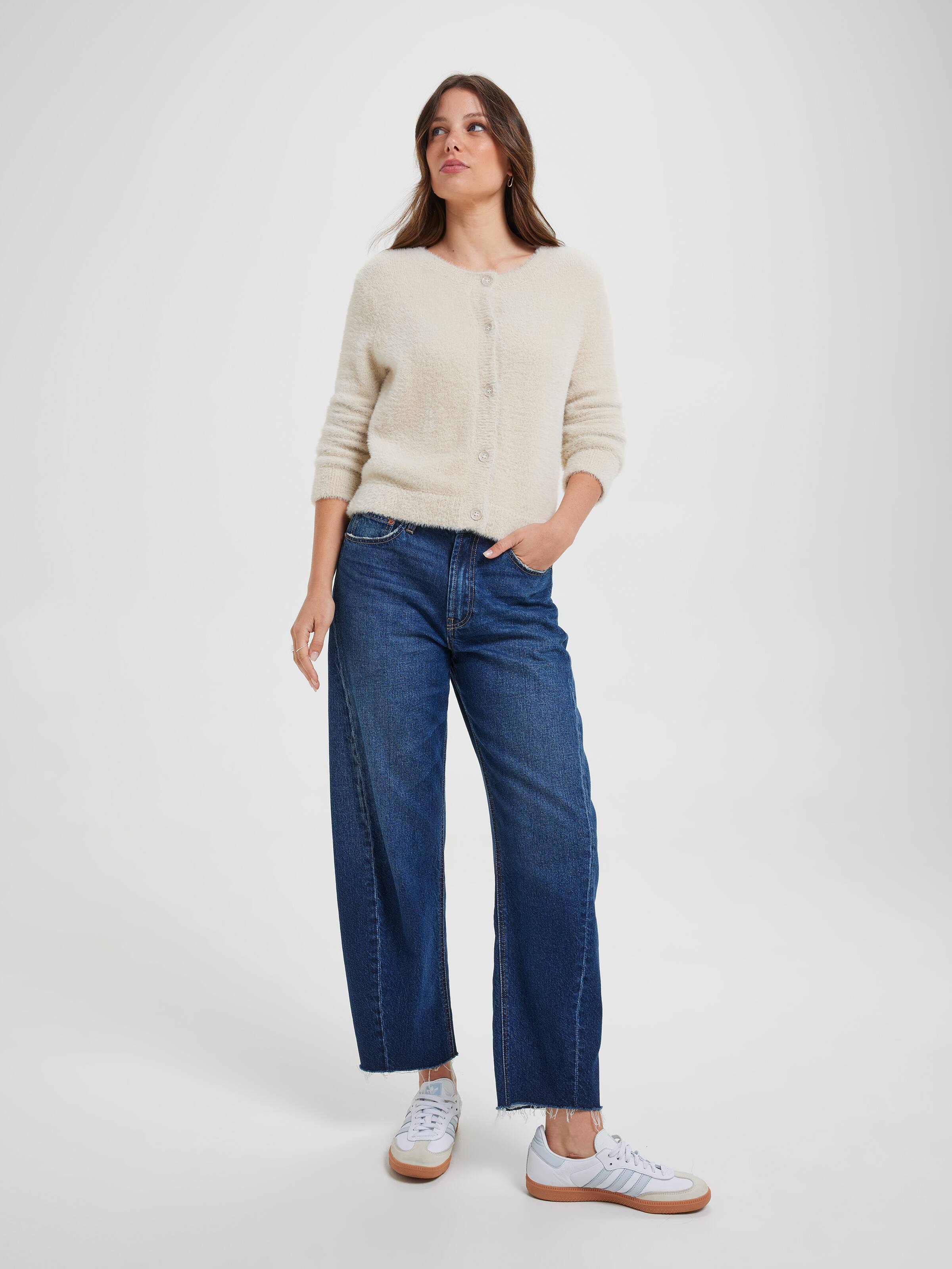 Leah Eyelash Crew Neck Cardi