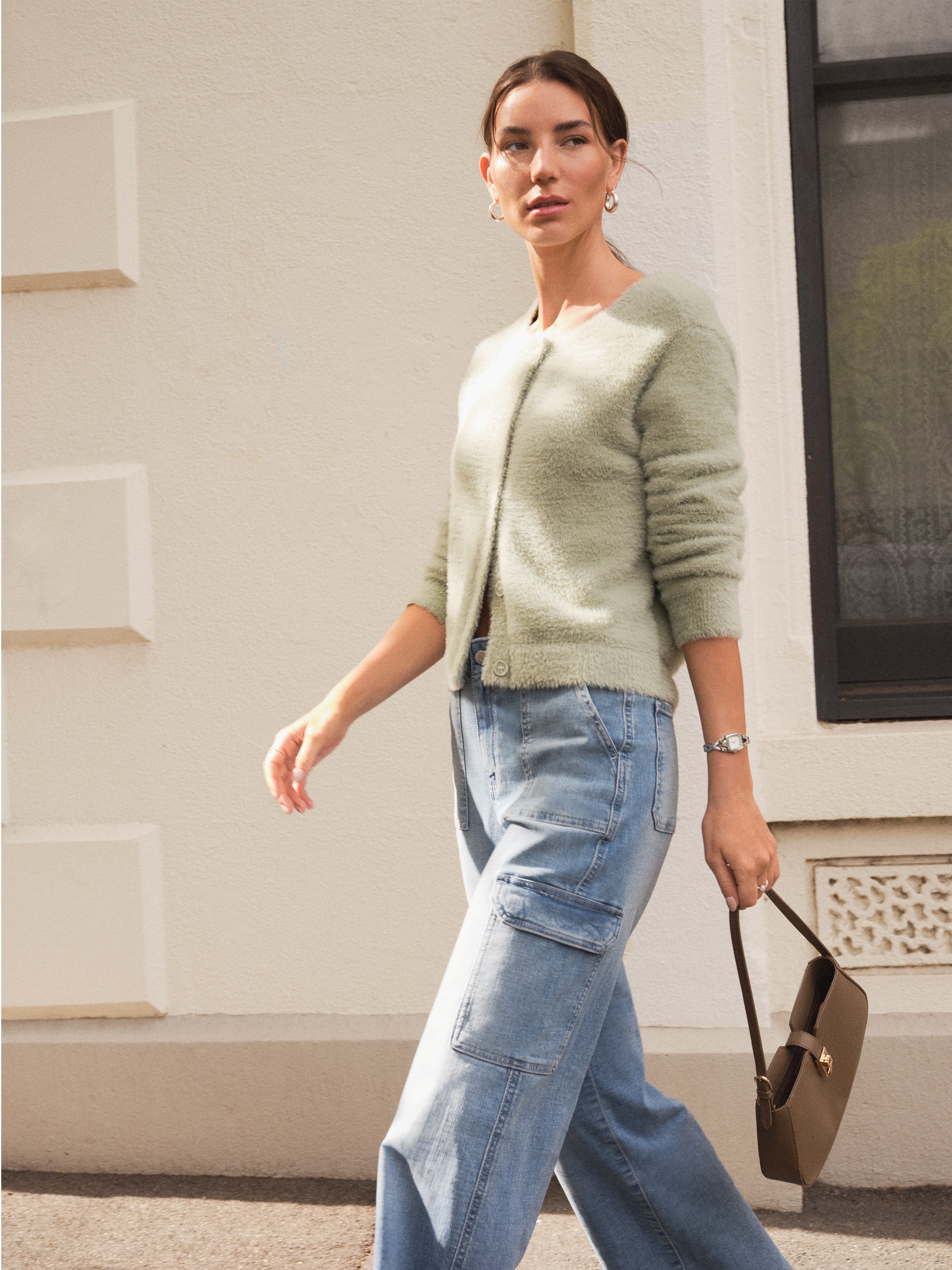 Leah Eyelash Crew Neck Cardi