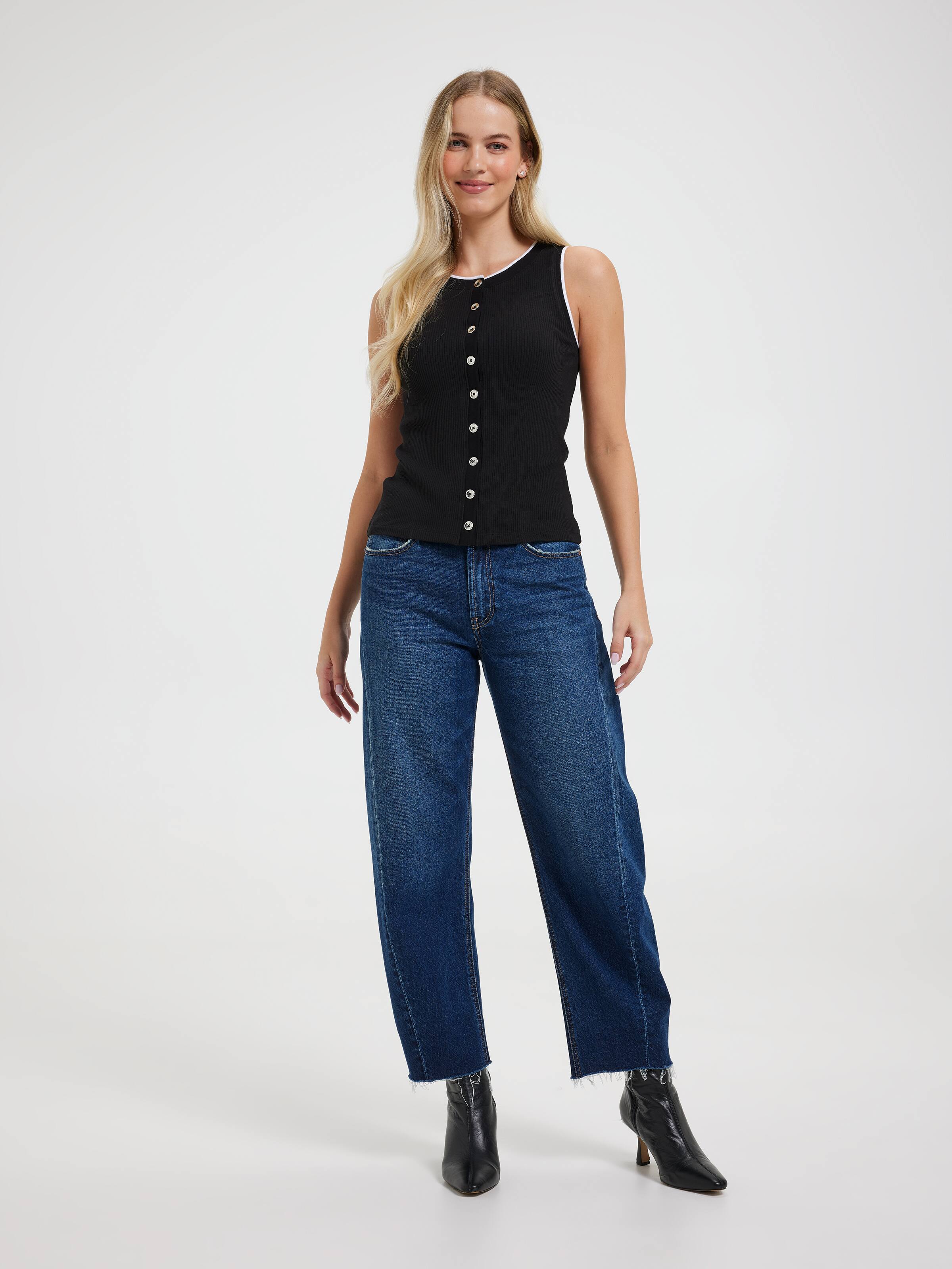 Nora Button Through Rib Tank