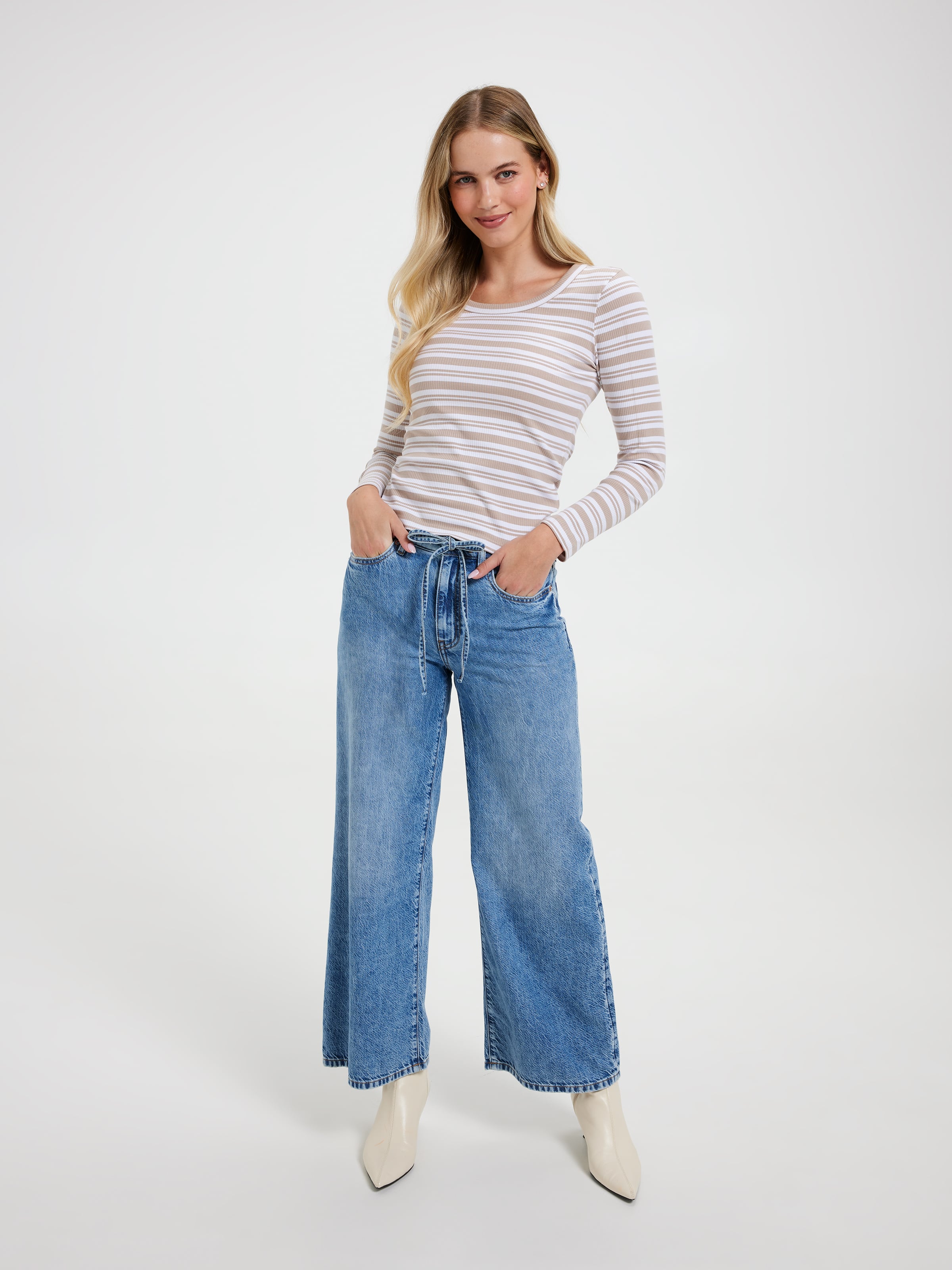 Rib Long Sleeve Crew Neck Top