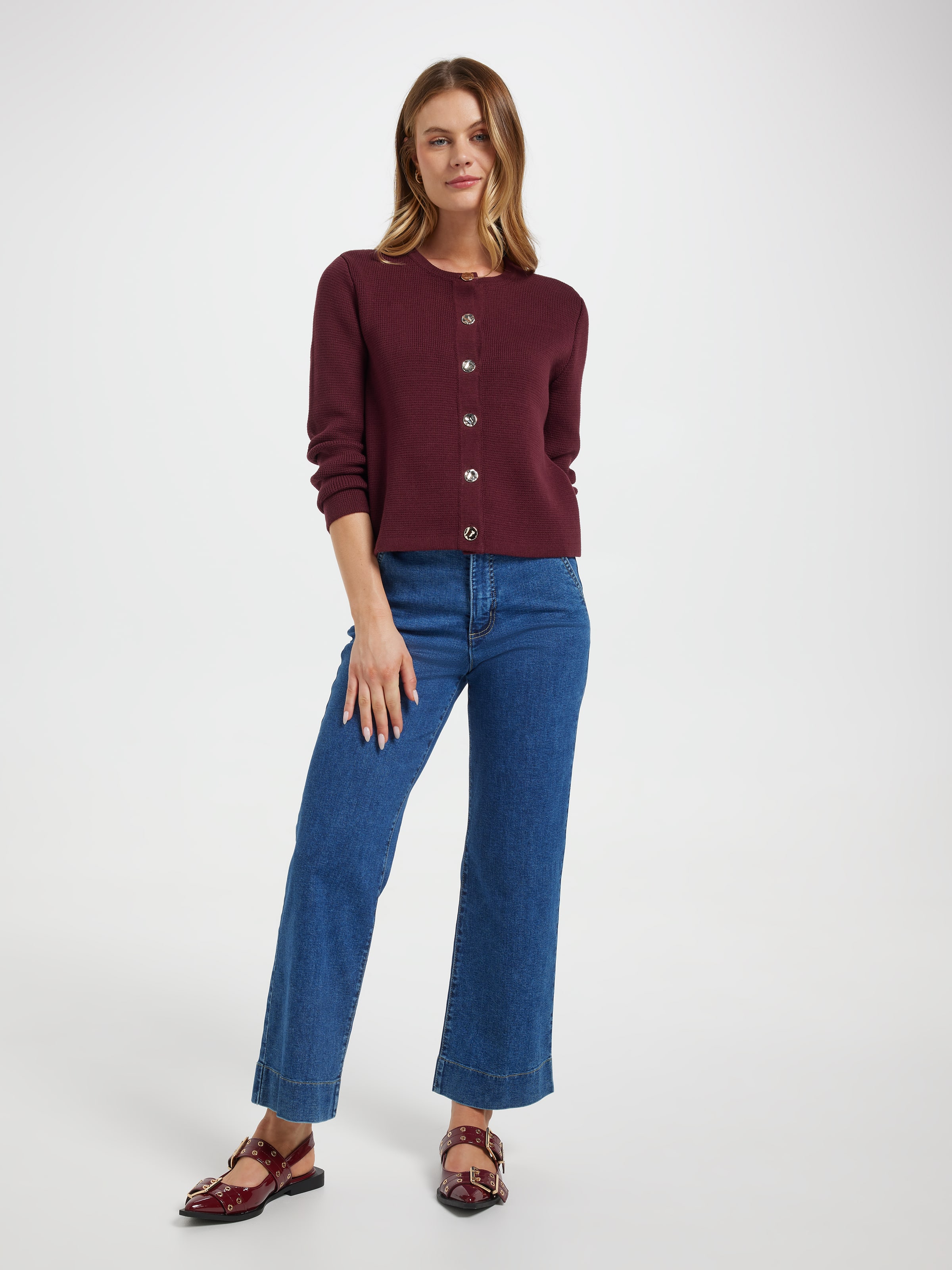 Liana Textured Crew Neck Cardi