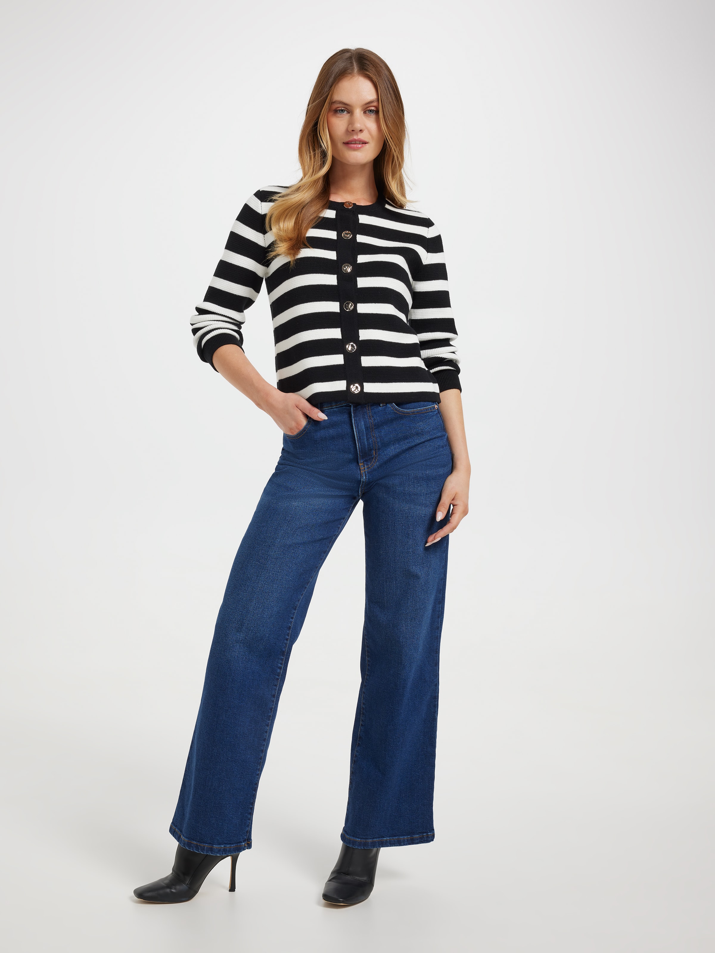 Liana Textured Crew Neck Cardi