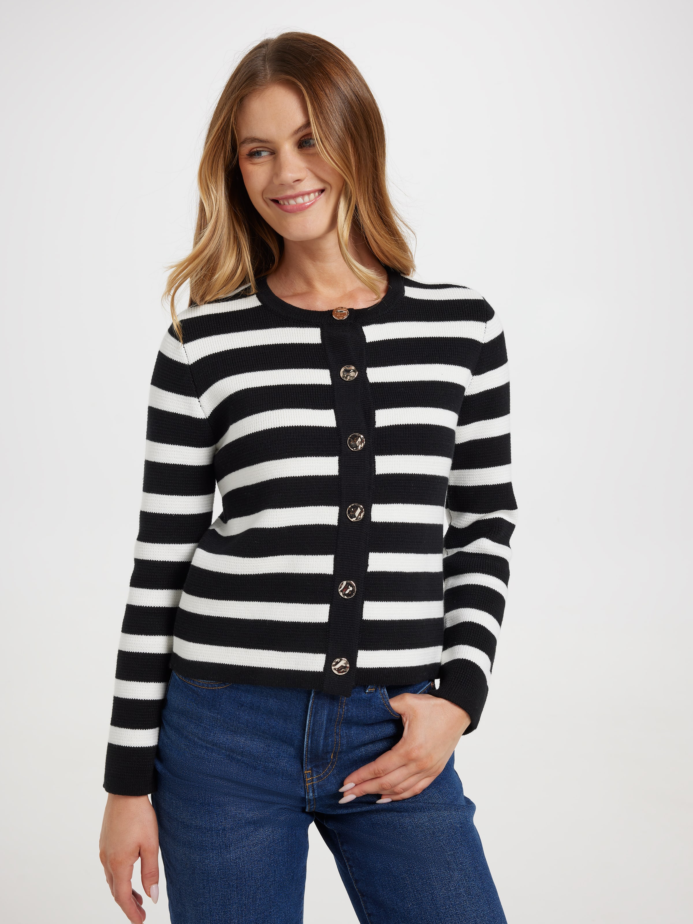 Liana Textured Crew Neck Cardi