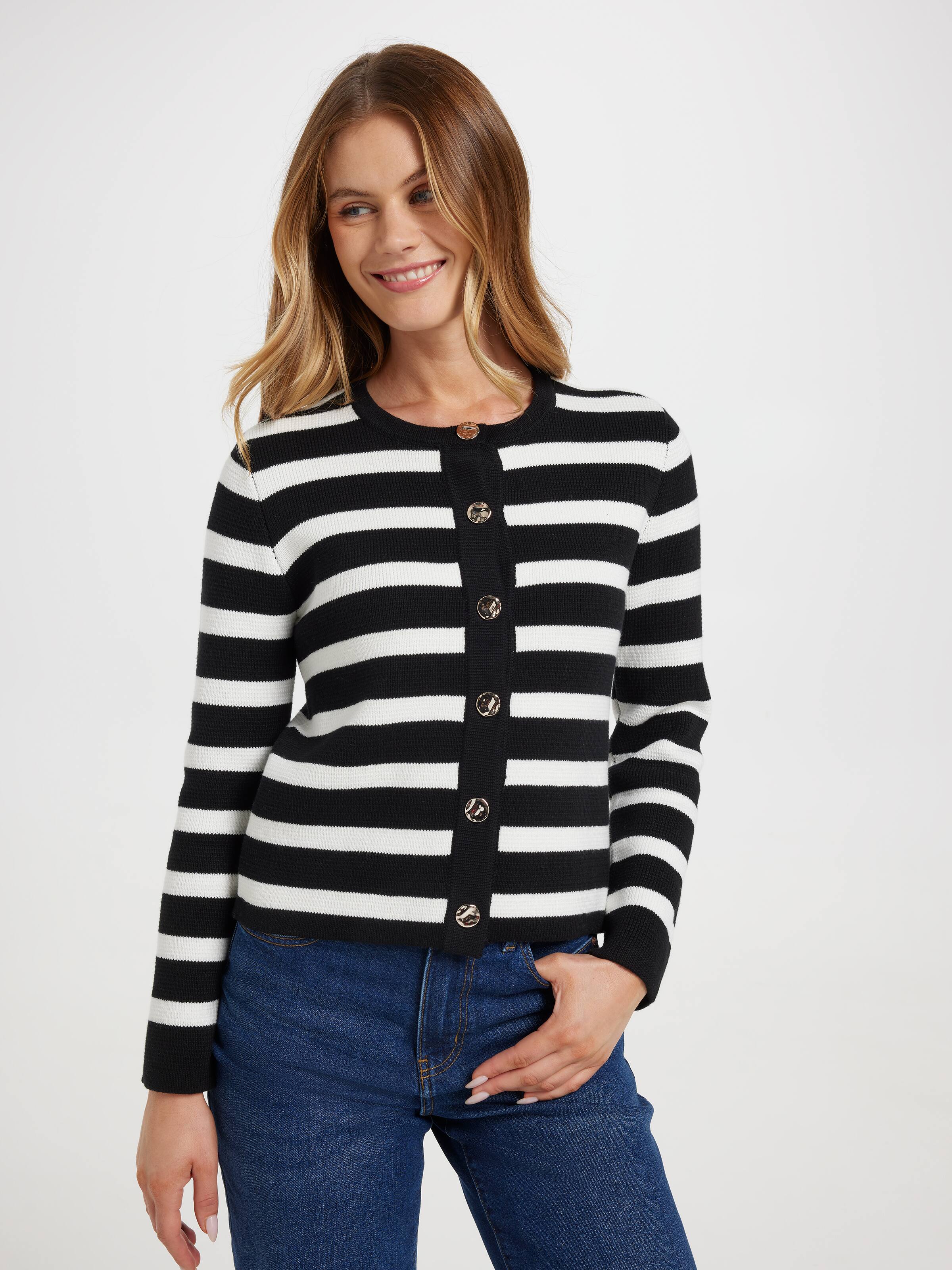 Liana Textured Crew Neck Cardi