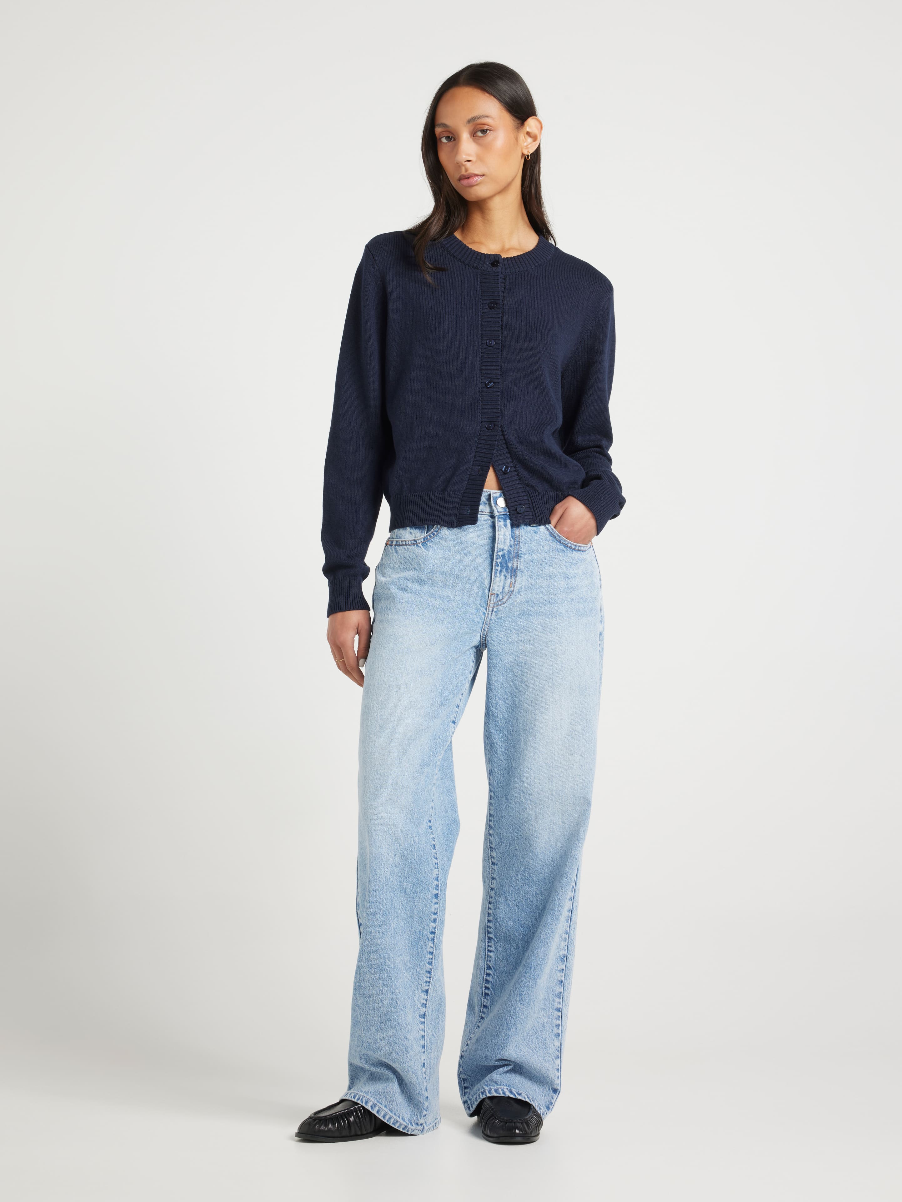 Haley Cotton Crew Neck Cardigan