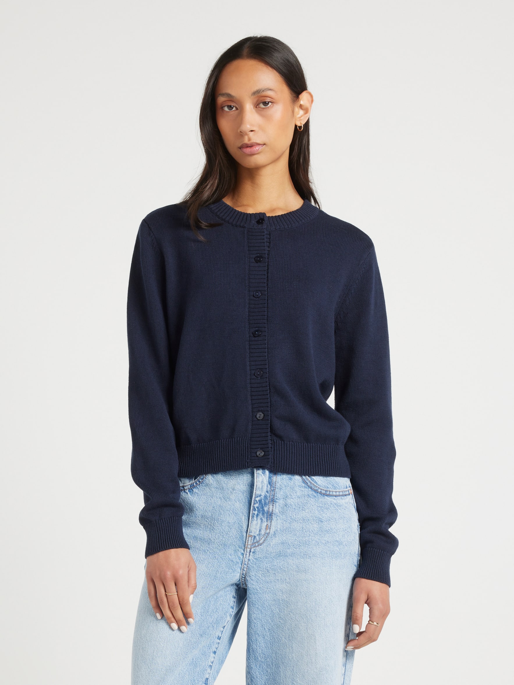 Haley Cotton Crew Neck Cardigan