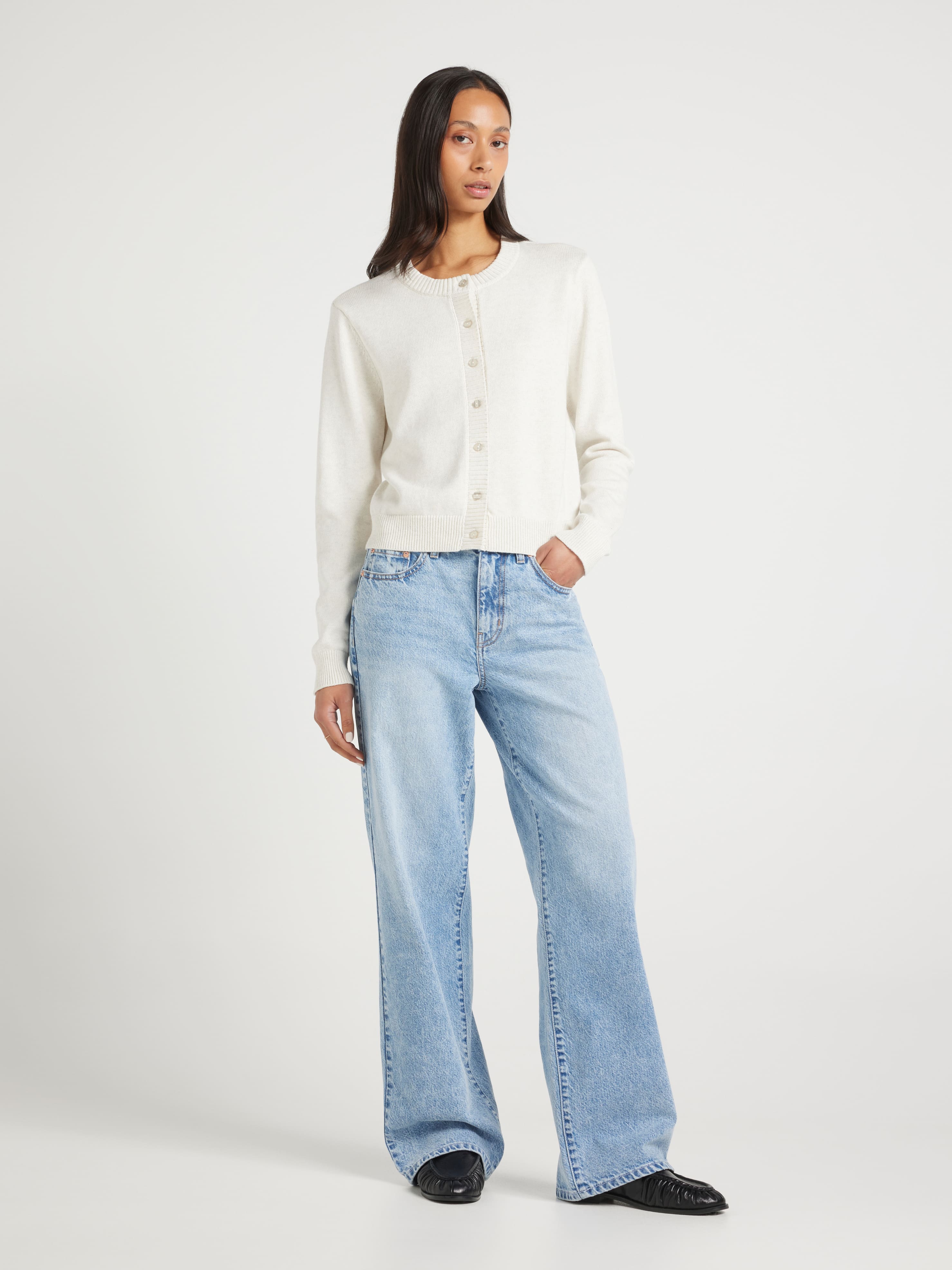 Haley Cotton Crew Neck Cardigan