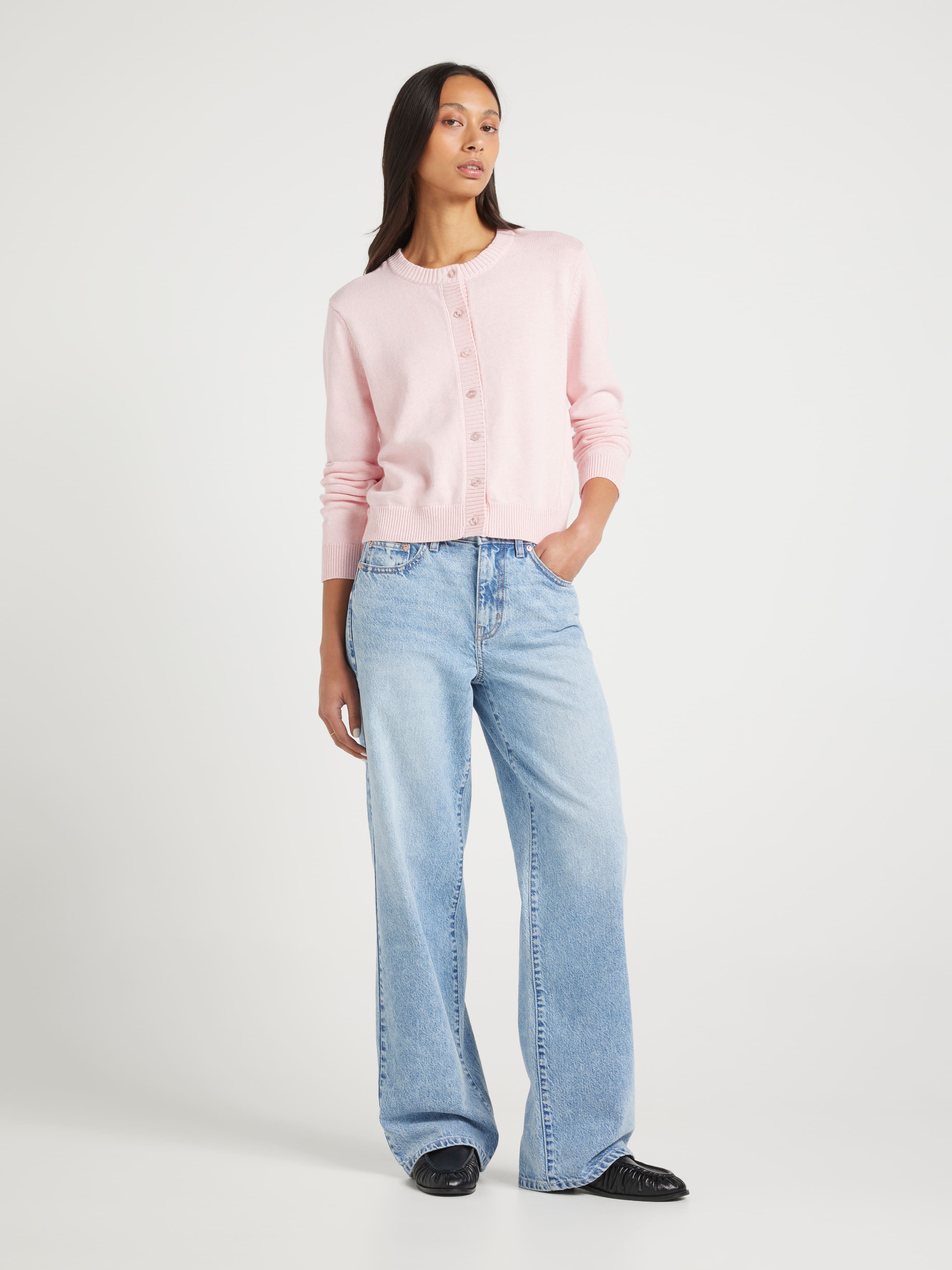Haley Cotton Crew Neck Cardigan
