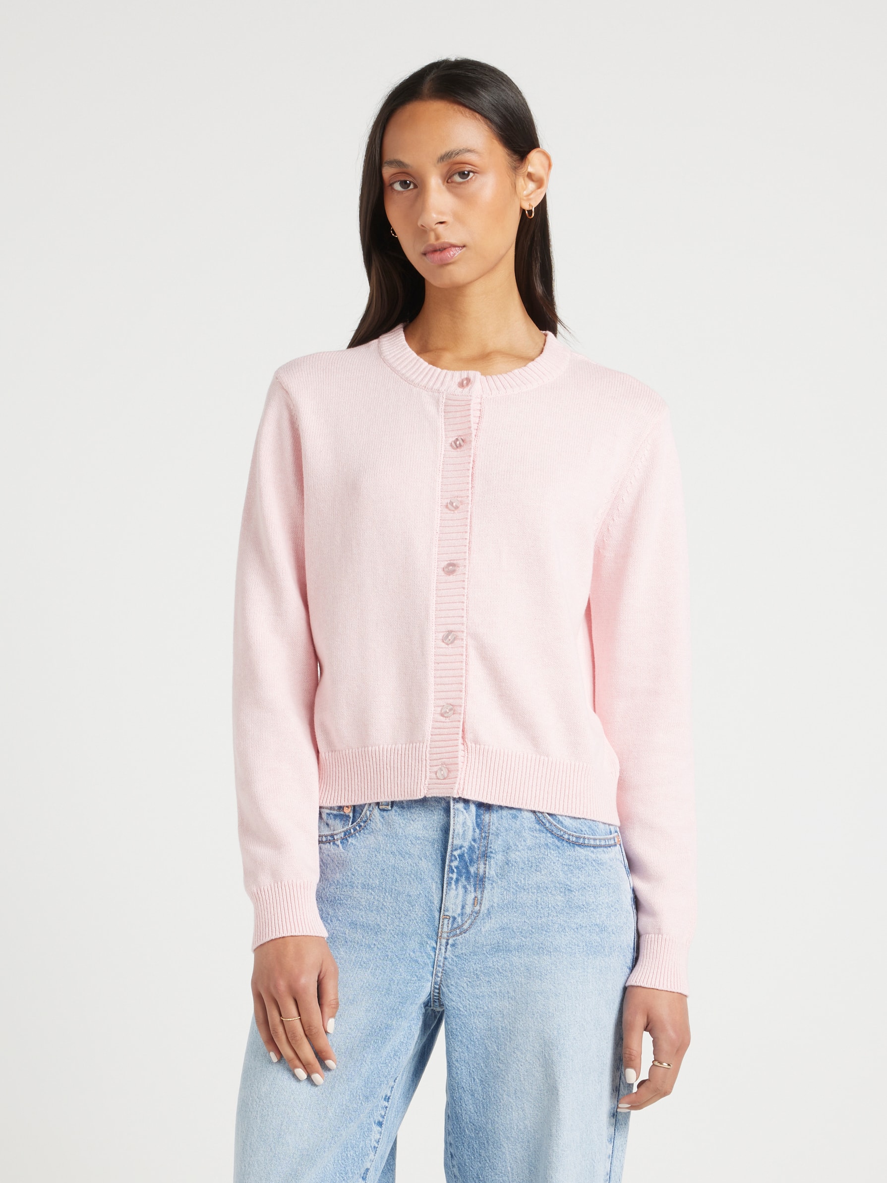 Haley Cotton Crew Neck Cardigan