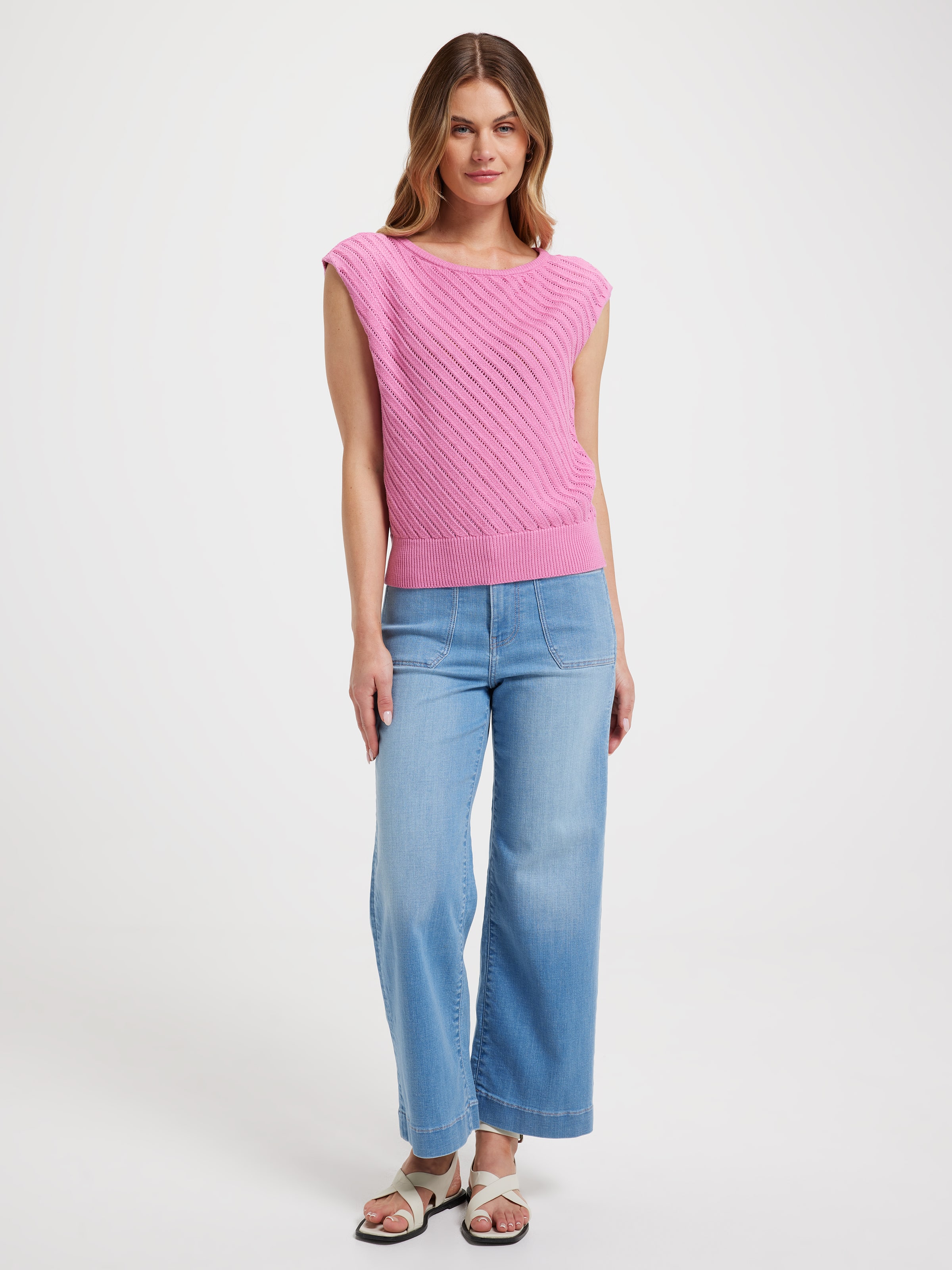 Katie Sleevless Crochet Knit Top