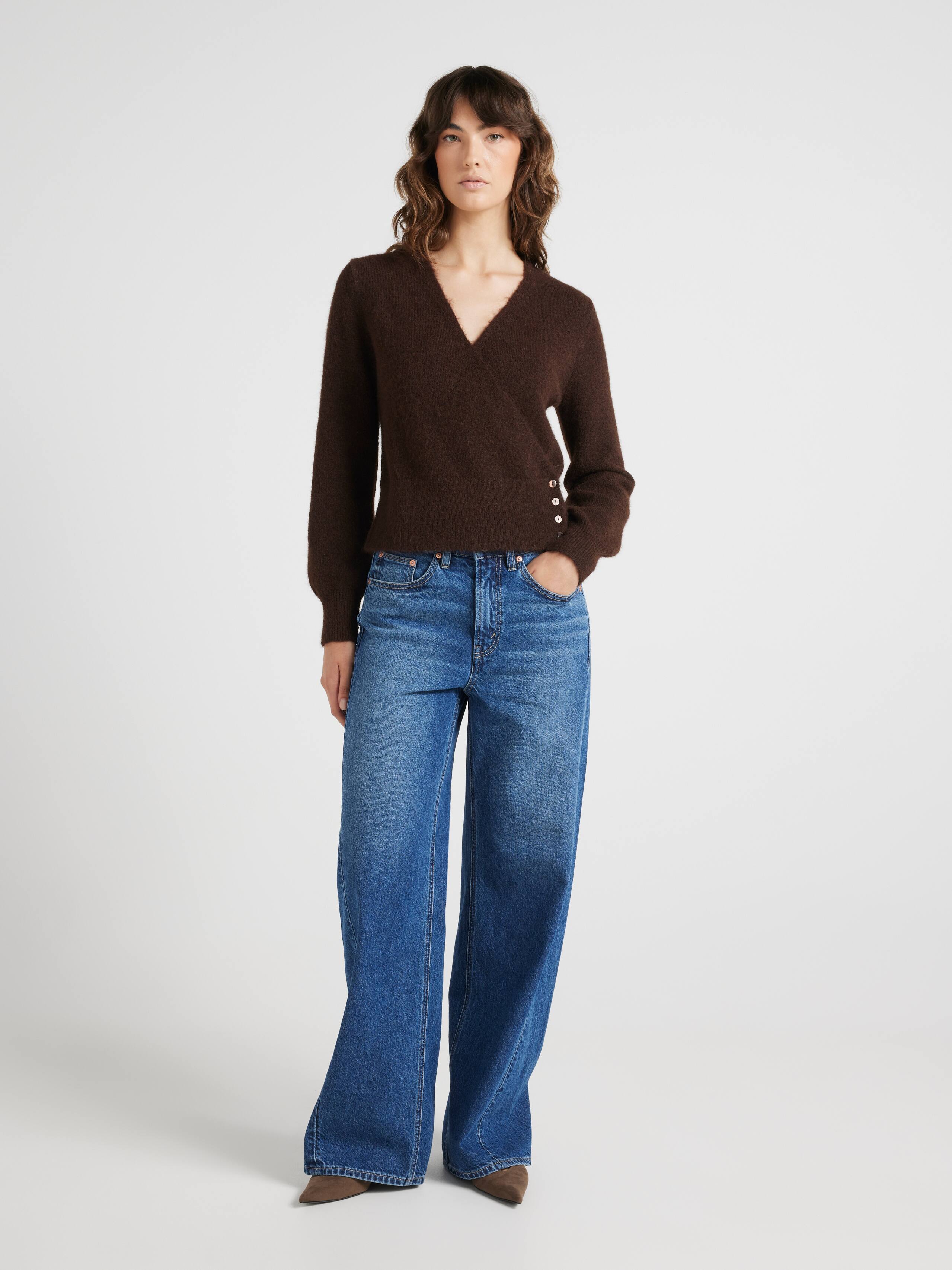 Olivia Button Wrap Pullover