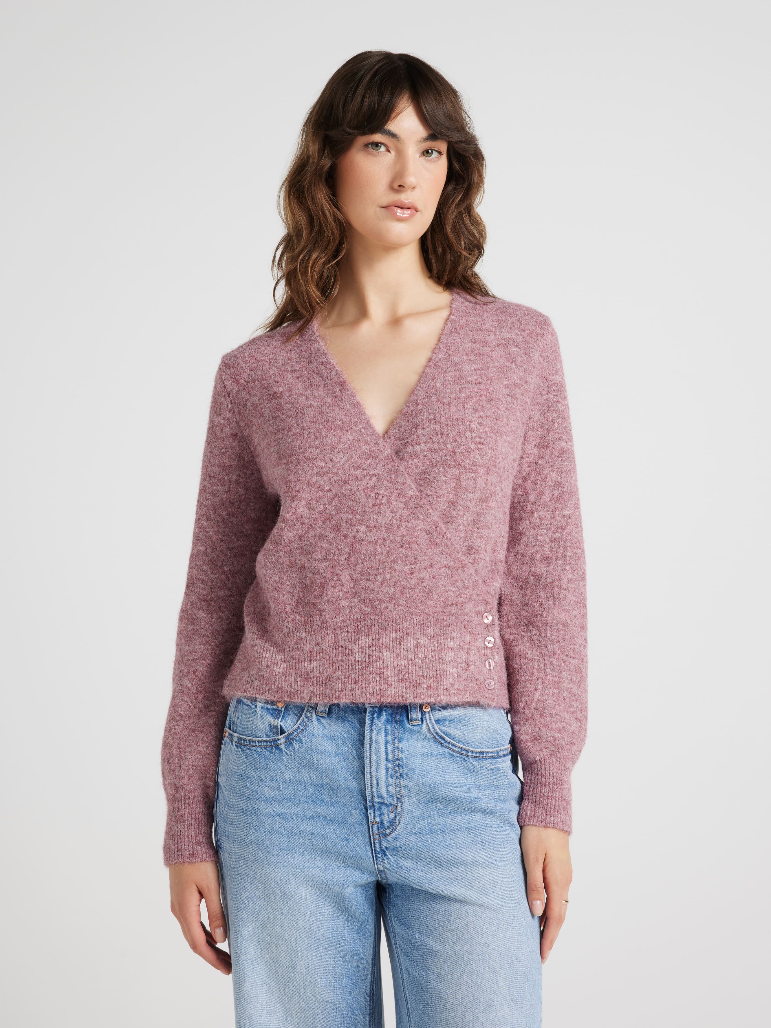 Olivia Button Wrap Pullover