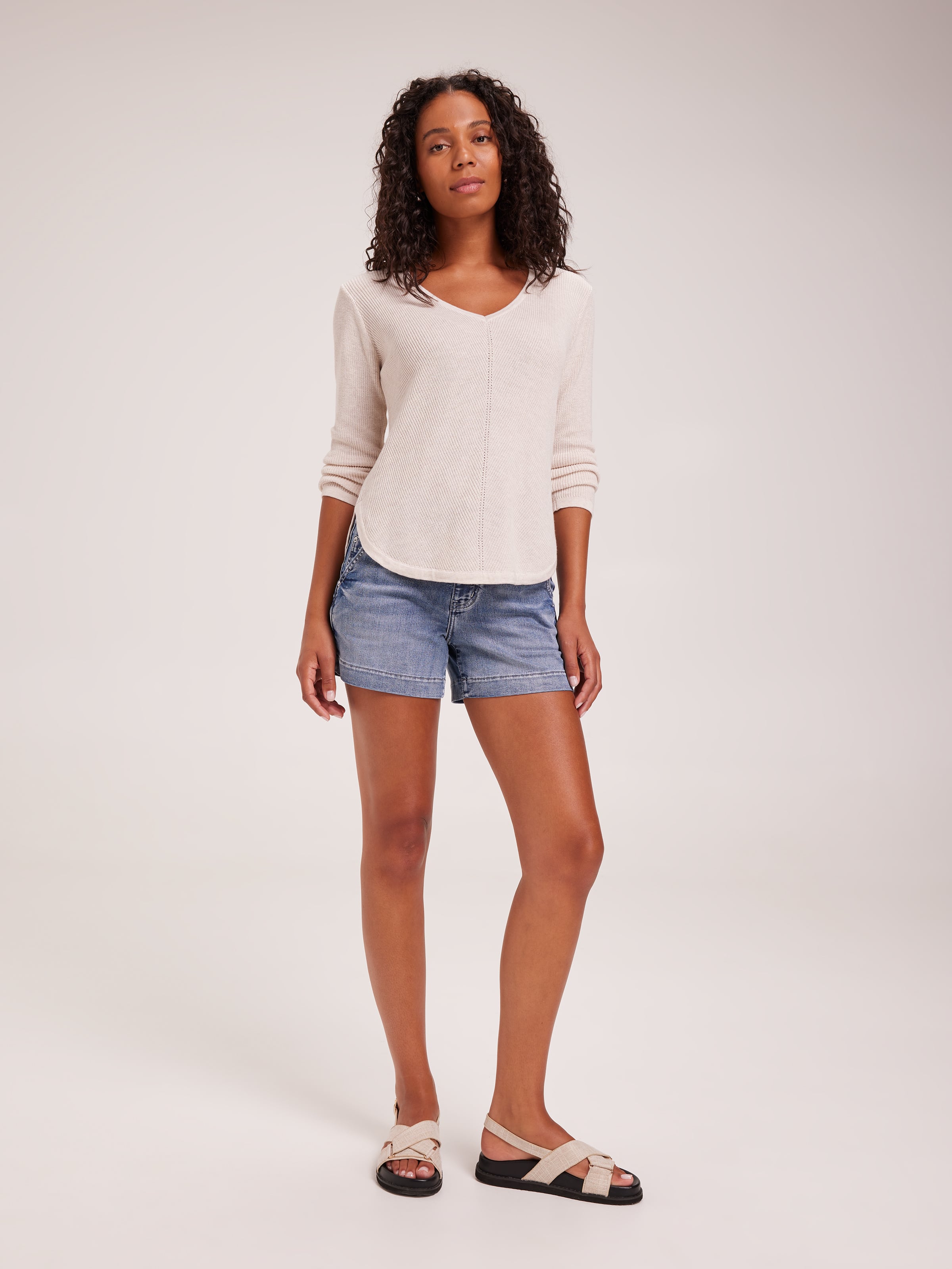 Ricki V Neck Textured Pullover