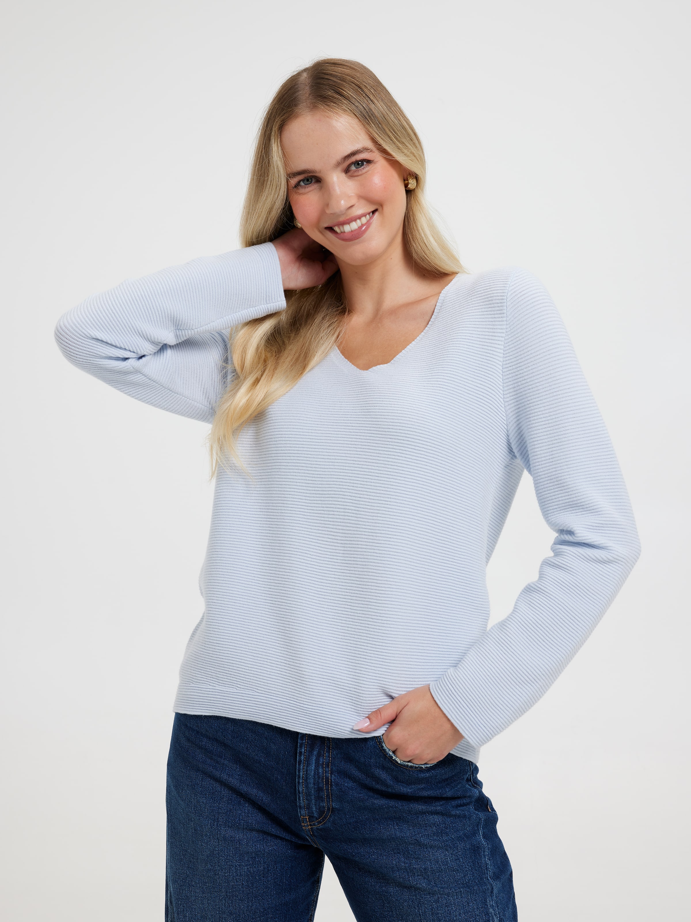 Phoebe V-Neck Ottoman Pullover