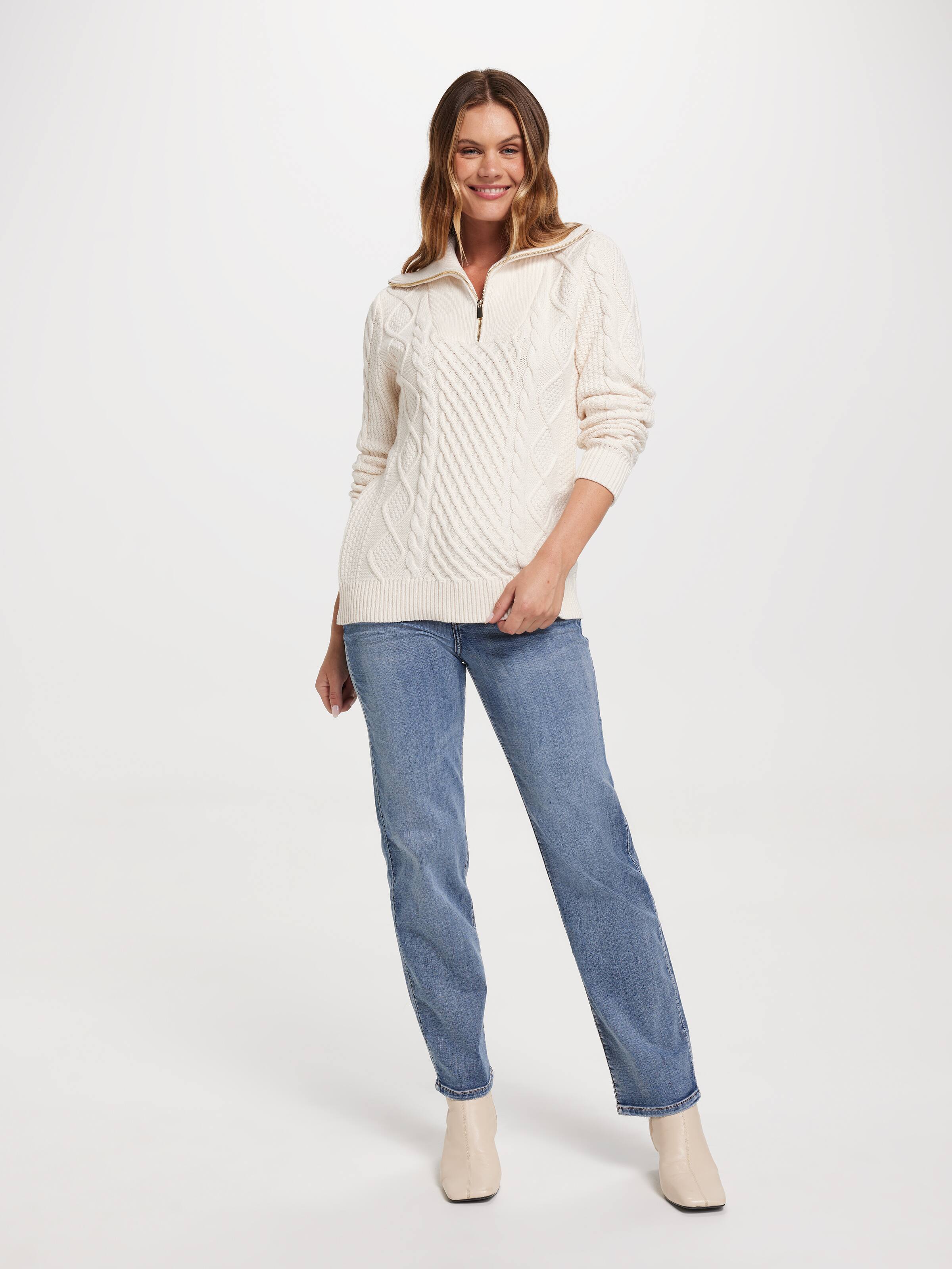 Harper Zip Neck Cable Pullover