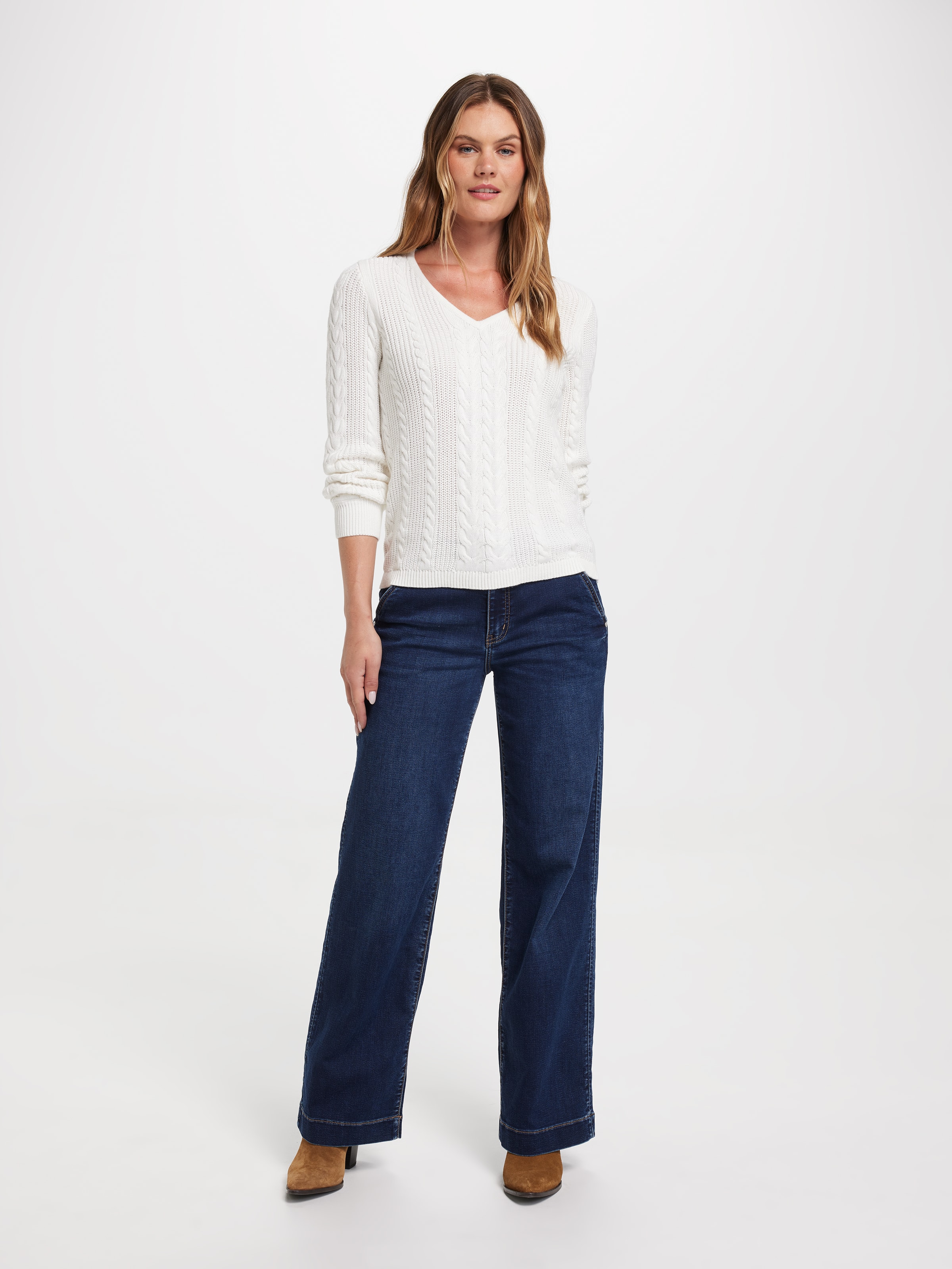 Irina V-Neck Pointelle Pullover