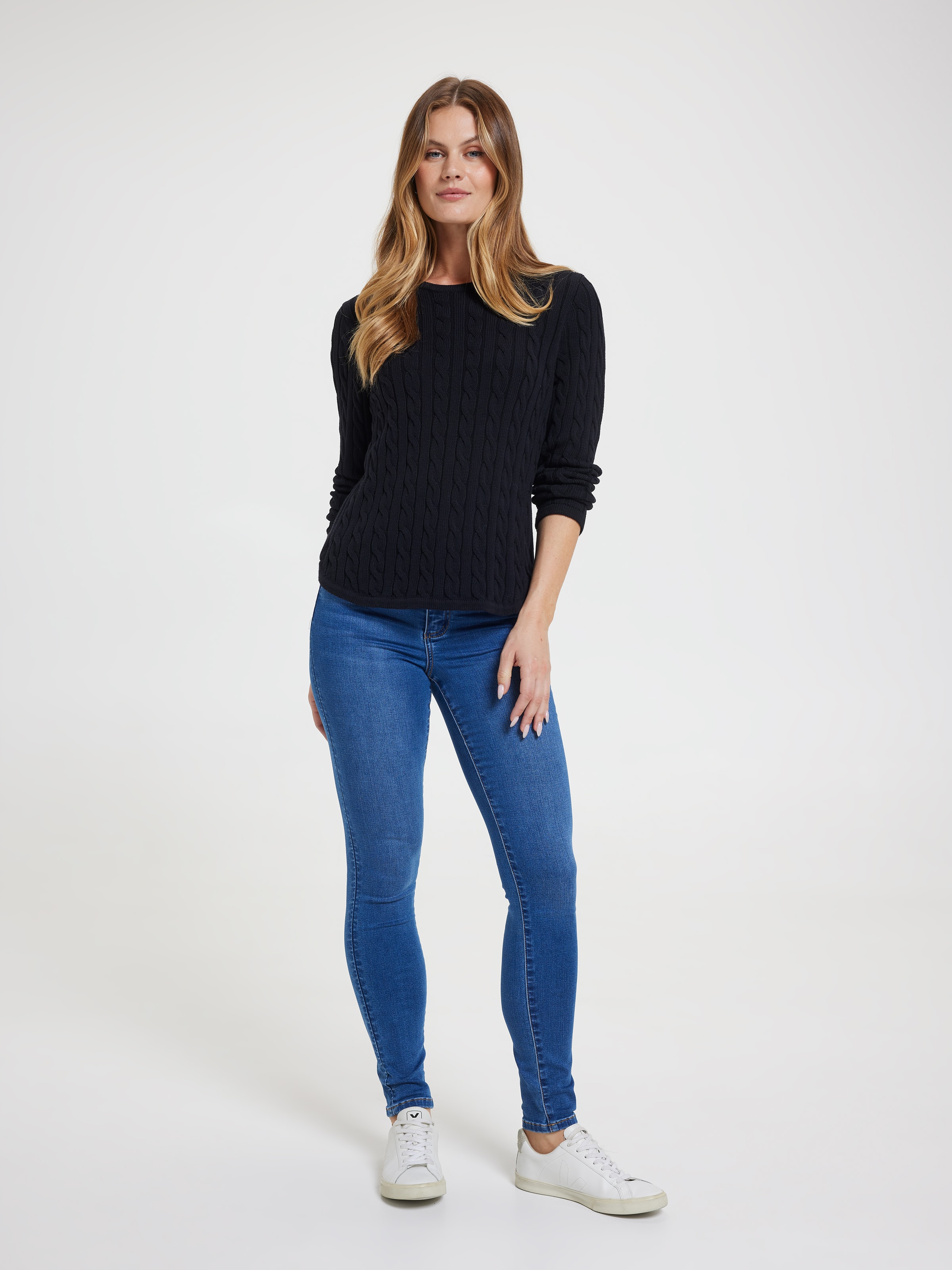 Amelia Scoop Cable Pullover
