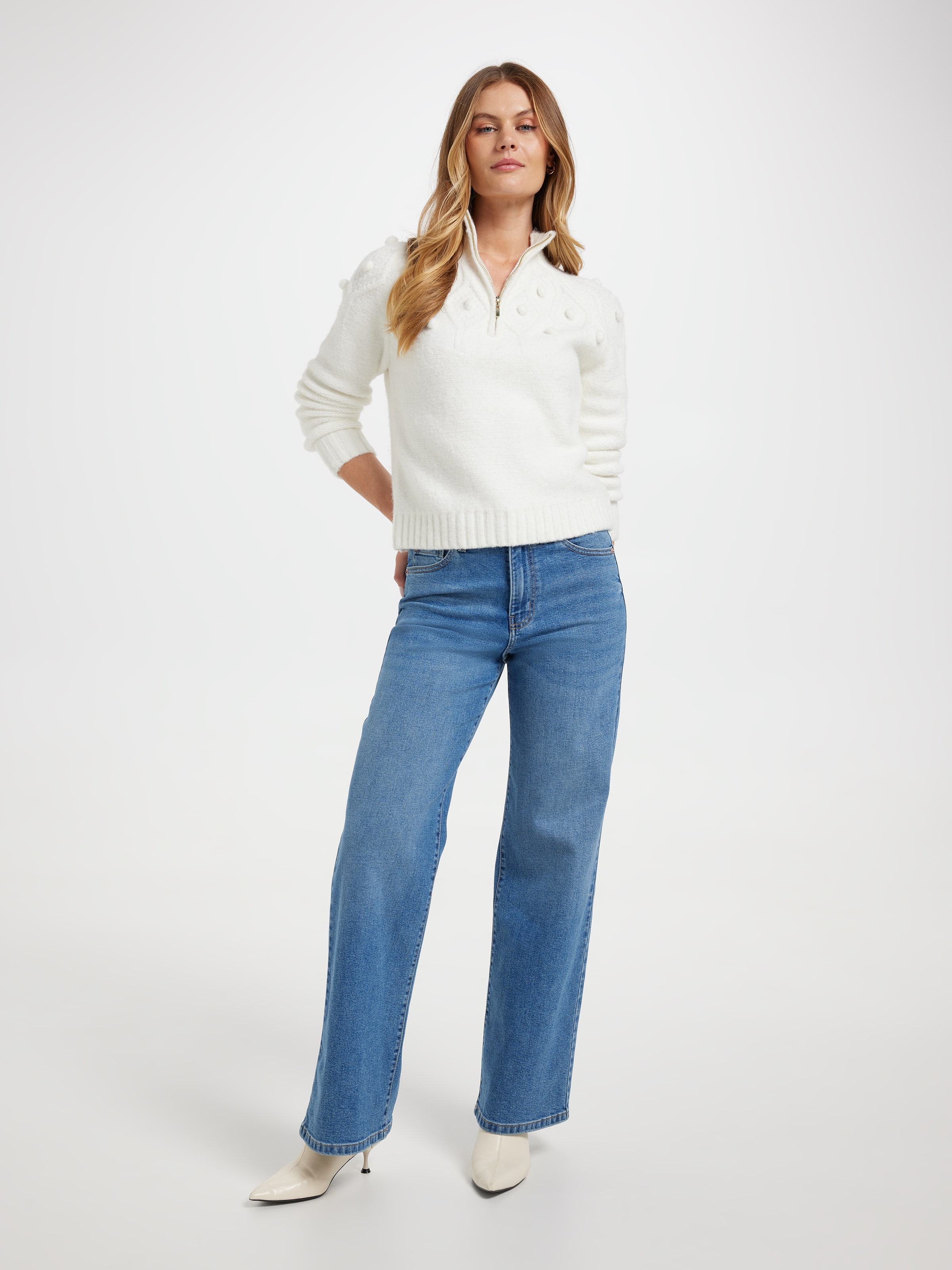 Iris Zip Neck Diamond Pullover