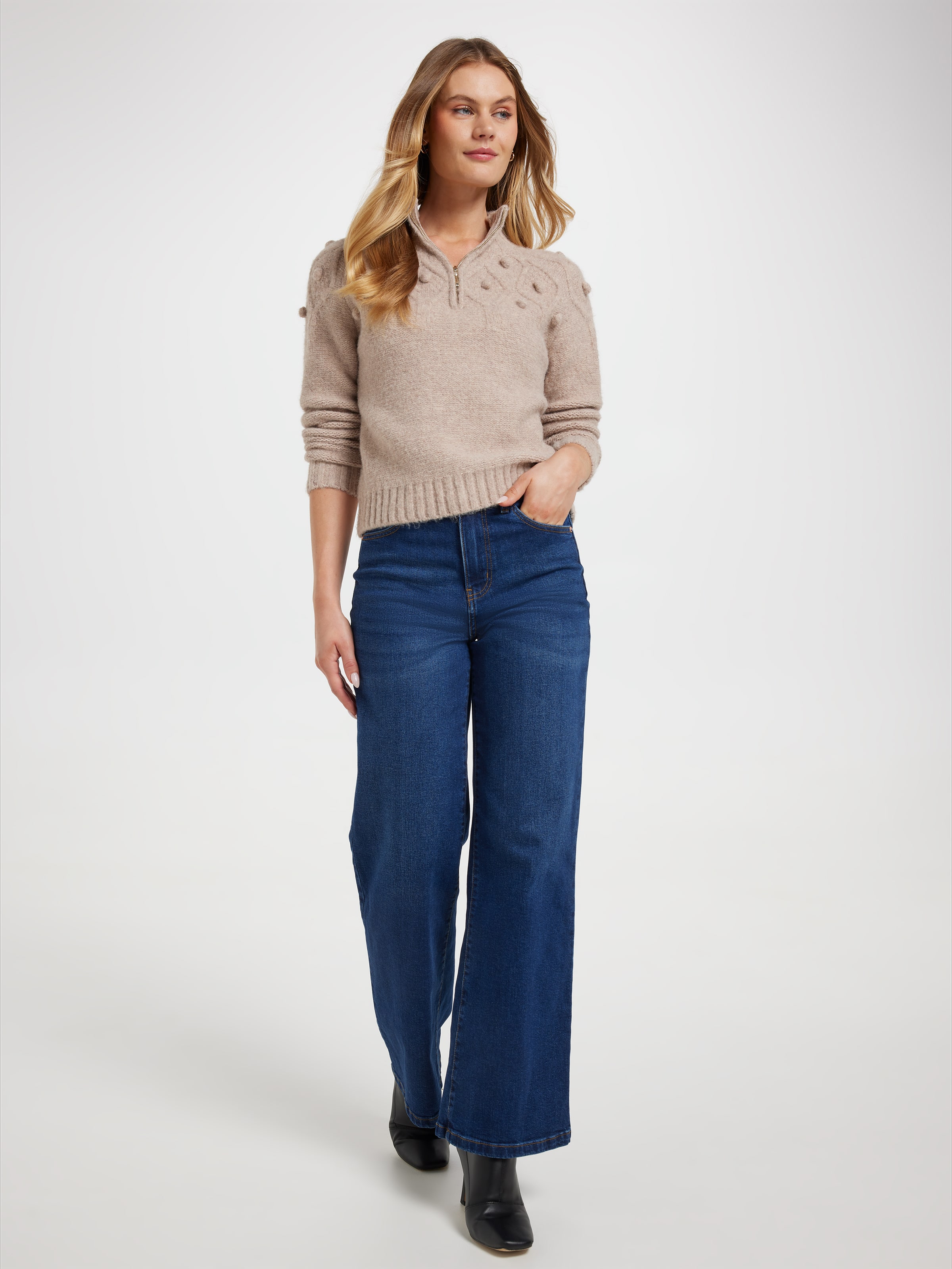 Iris Zip Neck Diamond Pullover
