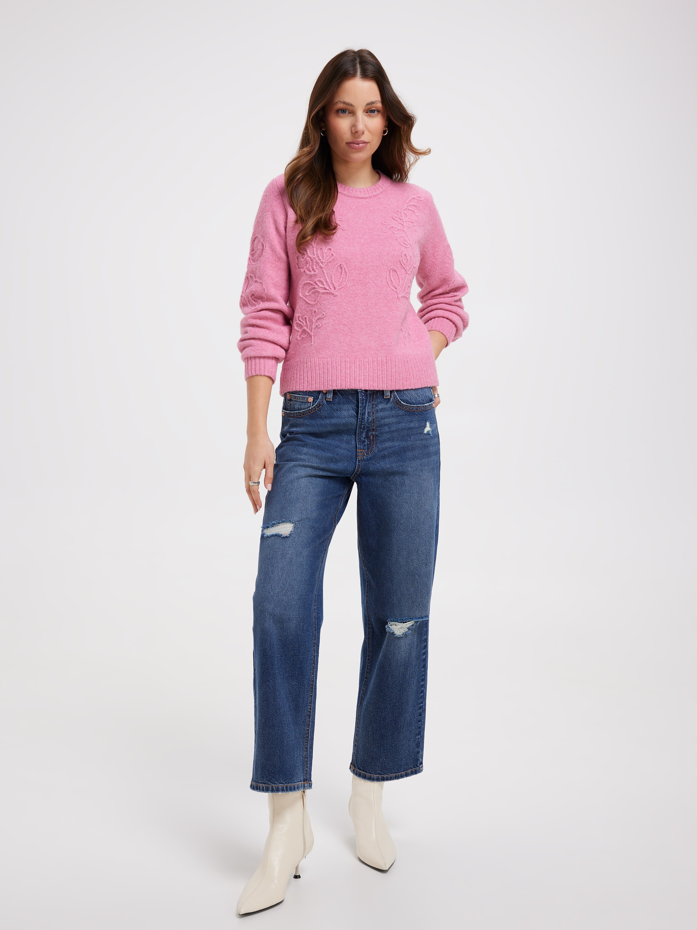 Annabelle Flower Embroidery Pullover