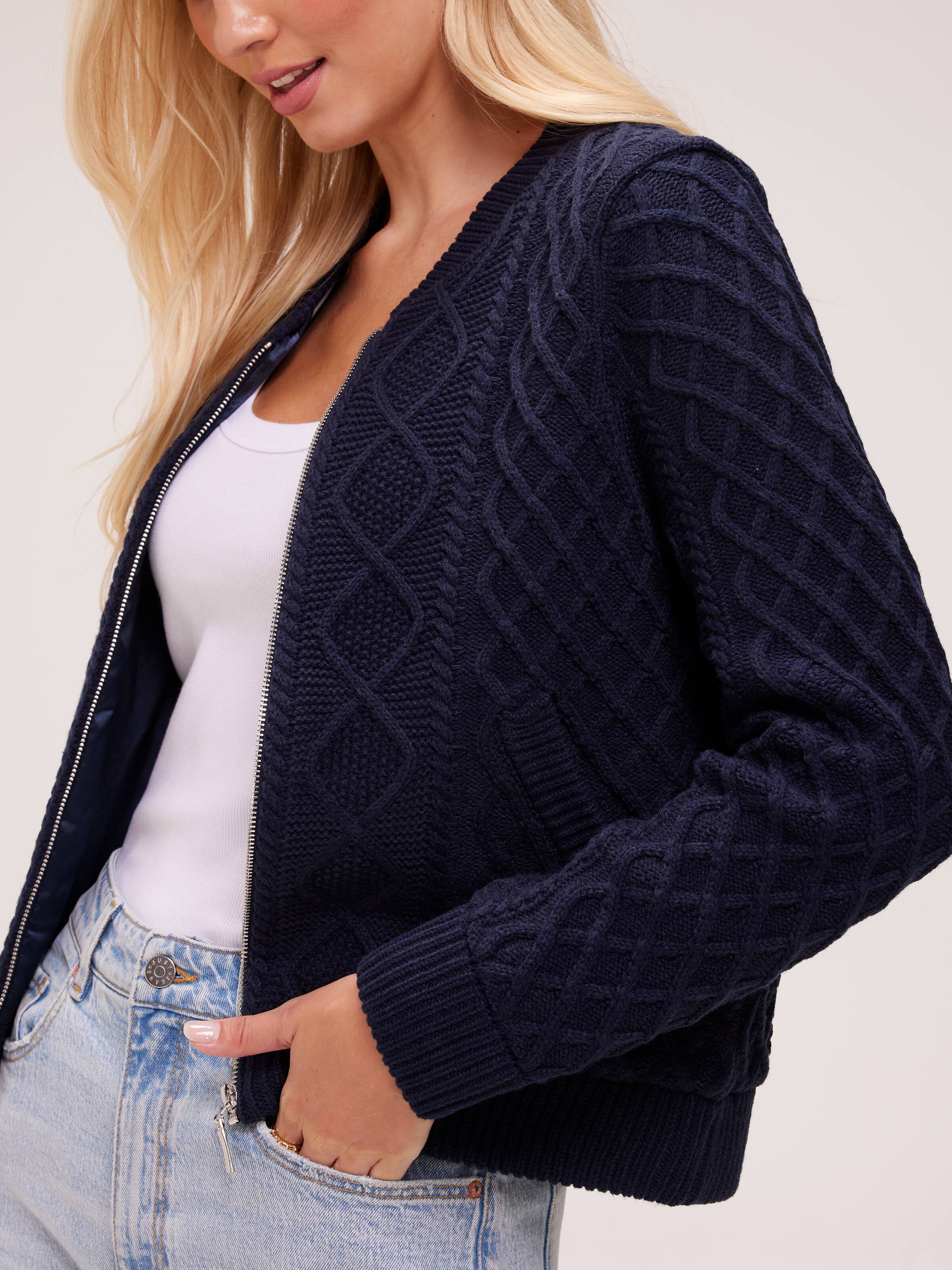 Cora Cable Detail Knit Bomber