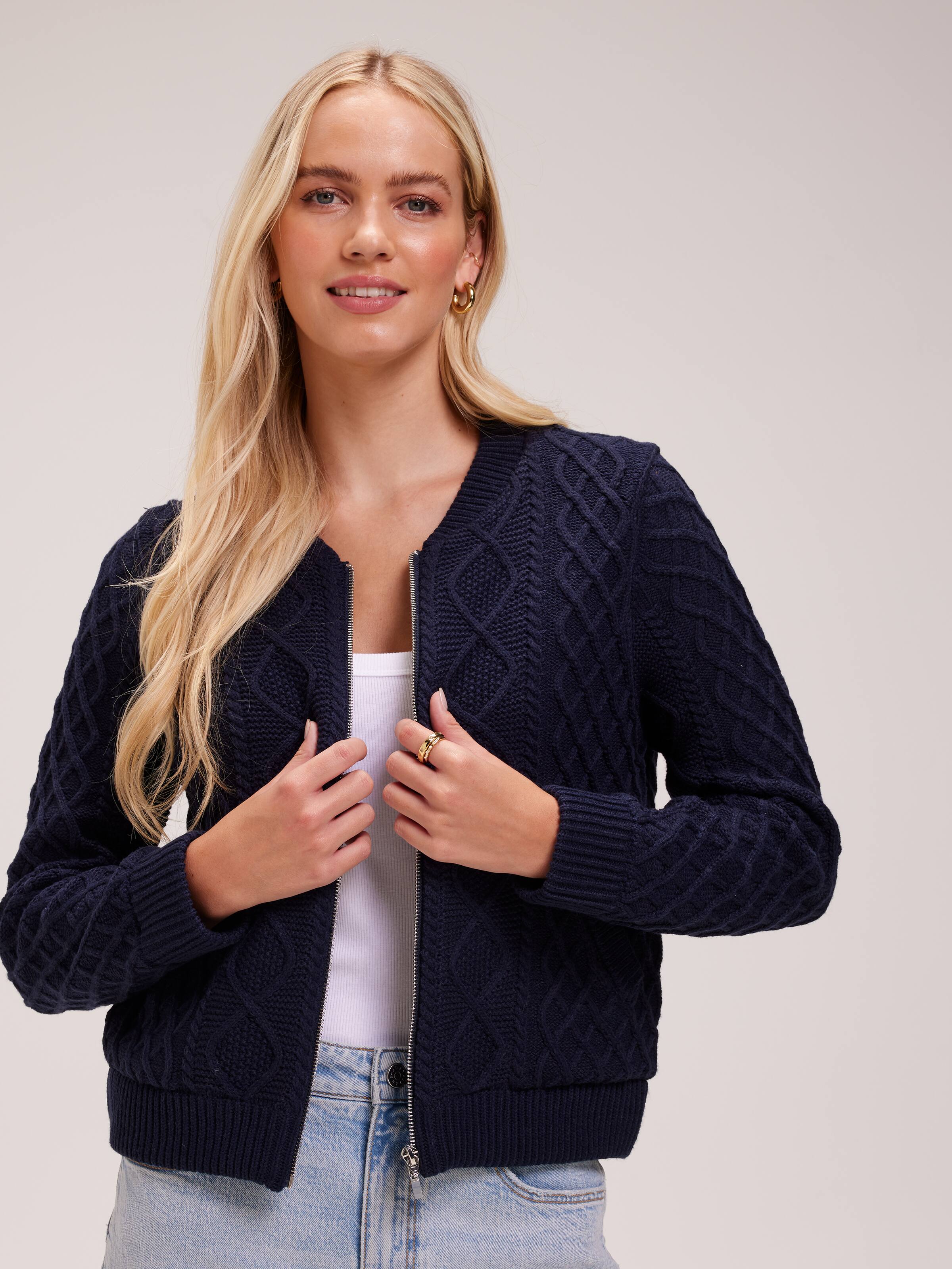 Cora Cable Detail Knit Bomber