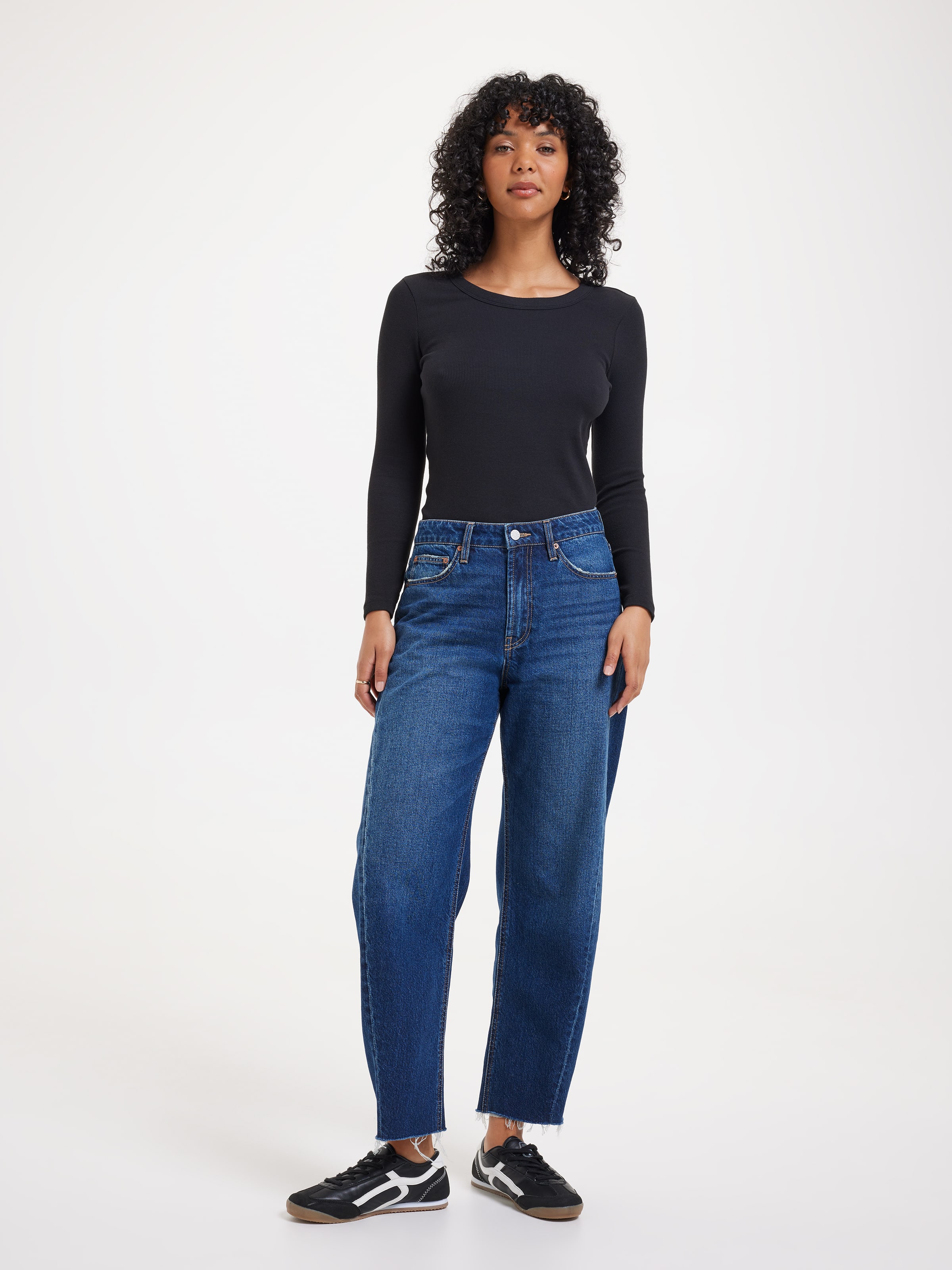 Rib Long Sleeve Crew Neck Top