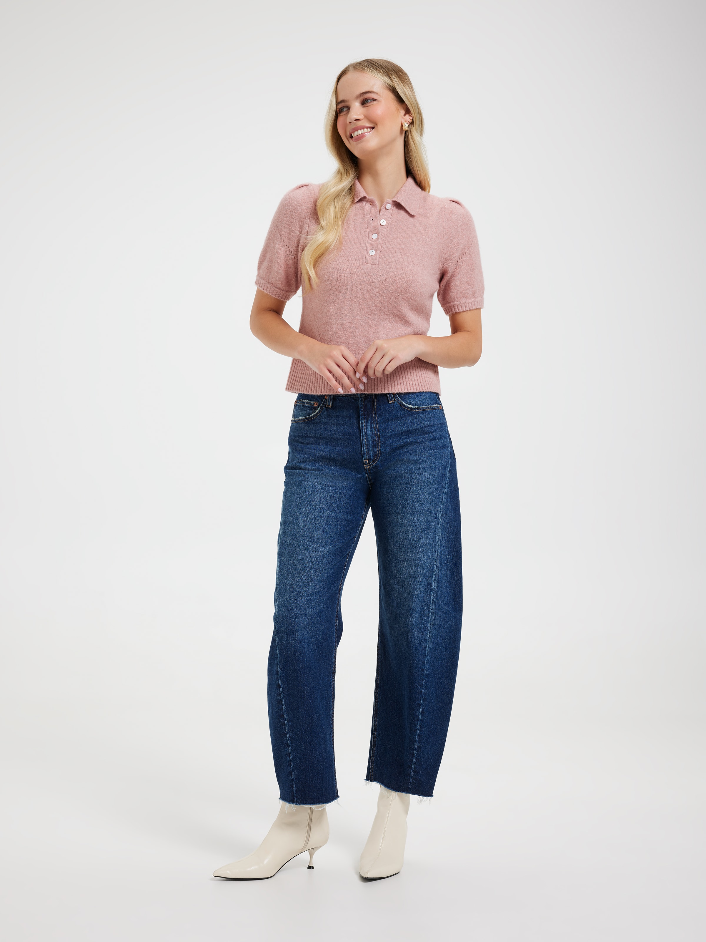 Belinda Puff Sleeve Polo Knit