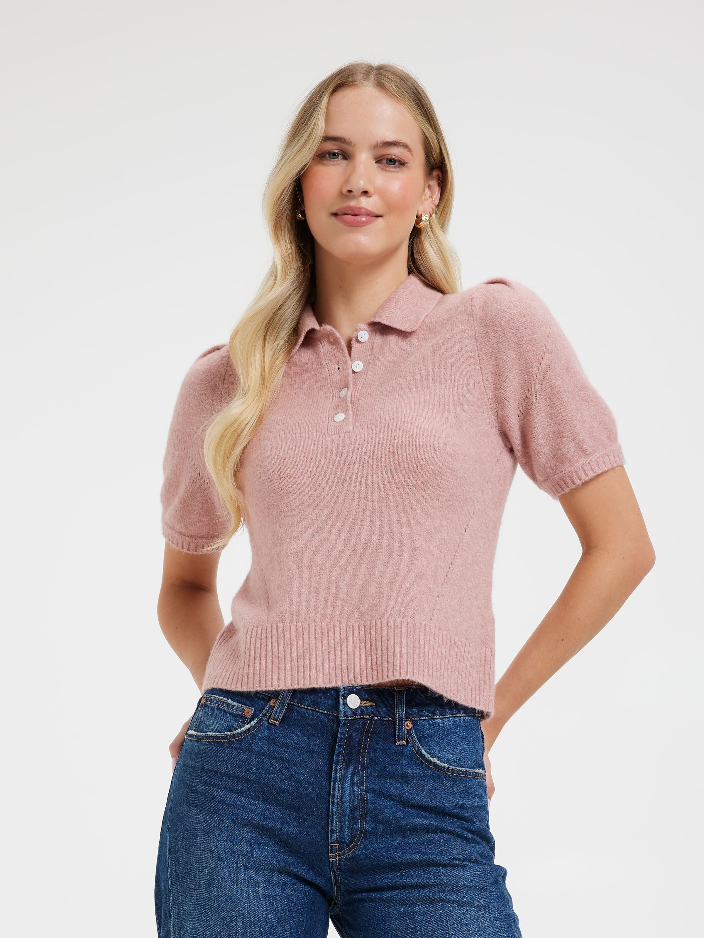 Belinda Puff Sleeve Polo Knit