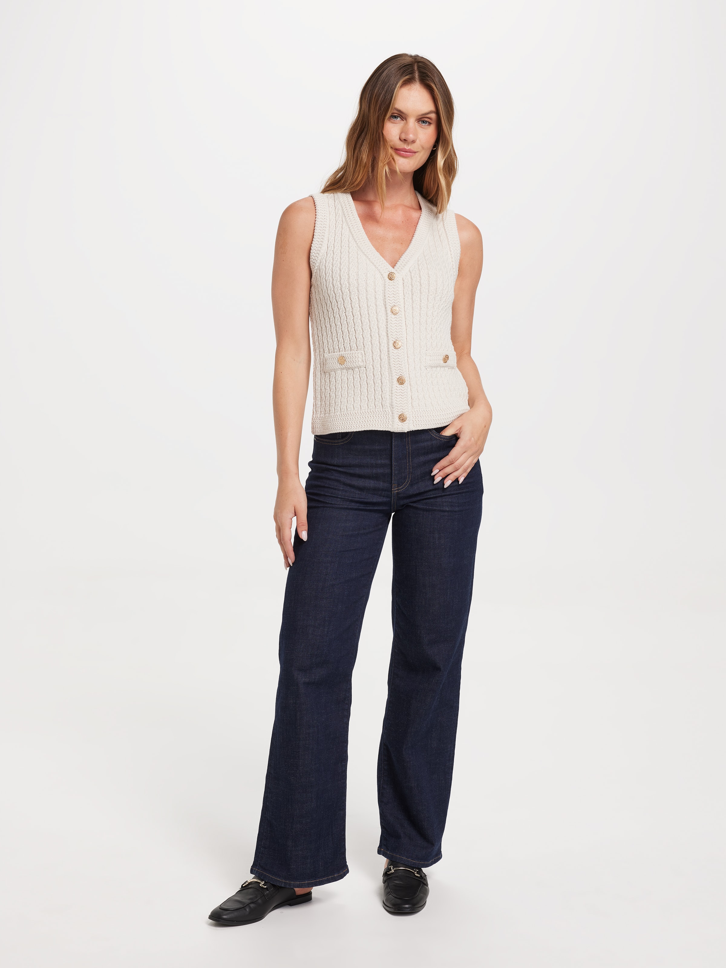 Jordyn Textured V-Neck Vest