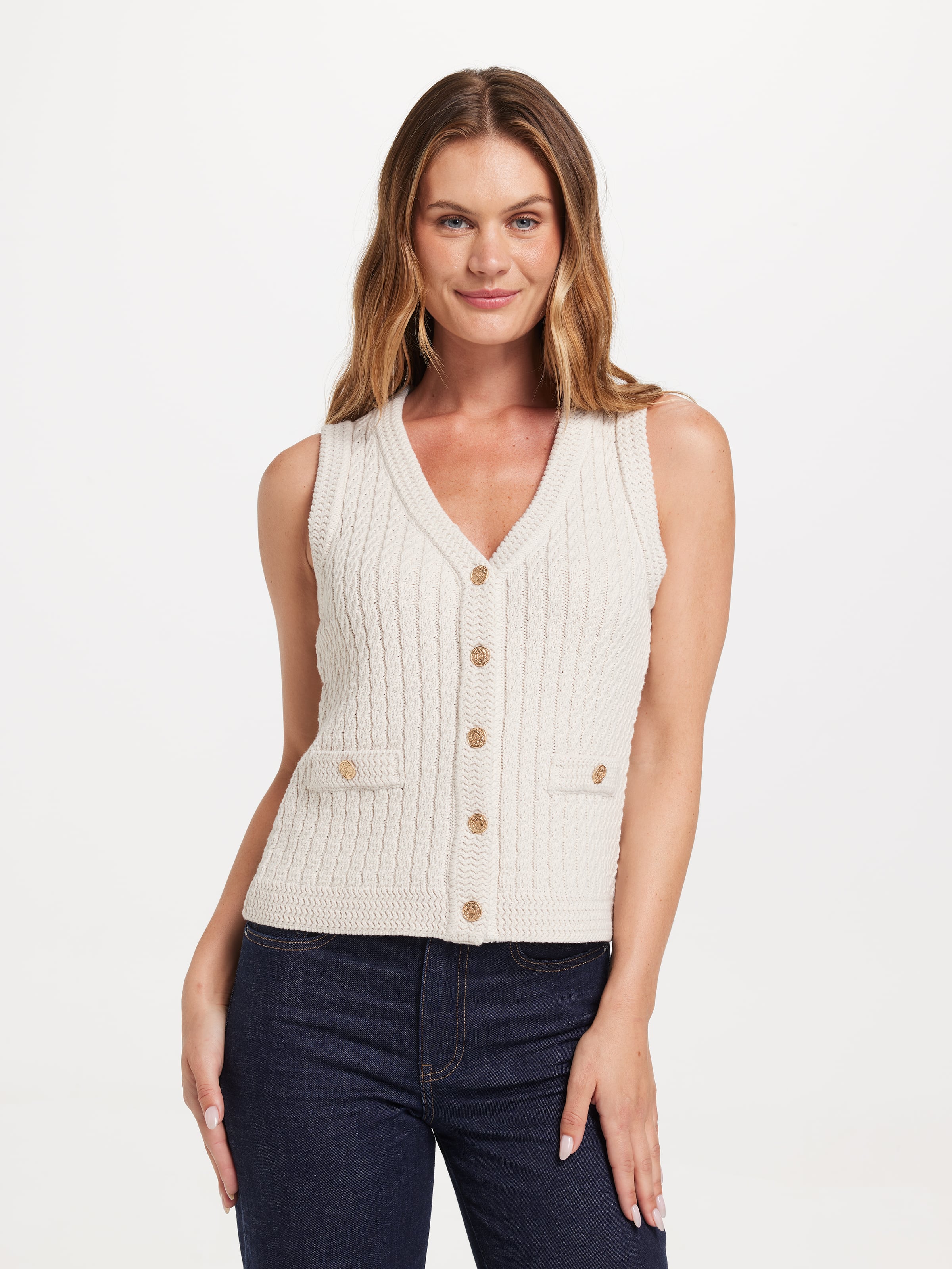 Jordyn Textured V-Neck Vest