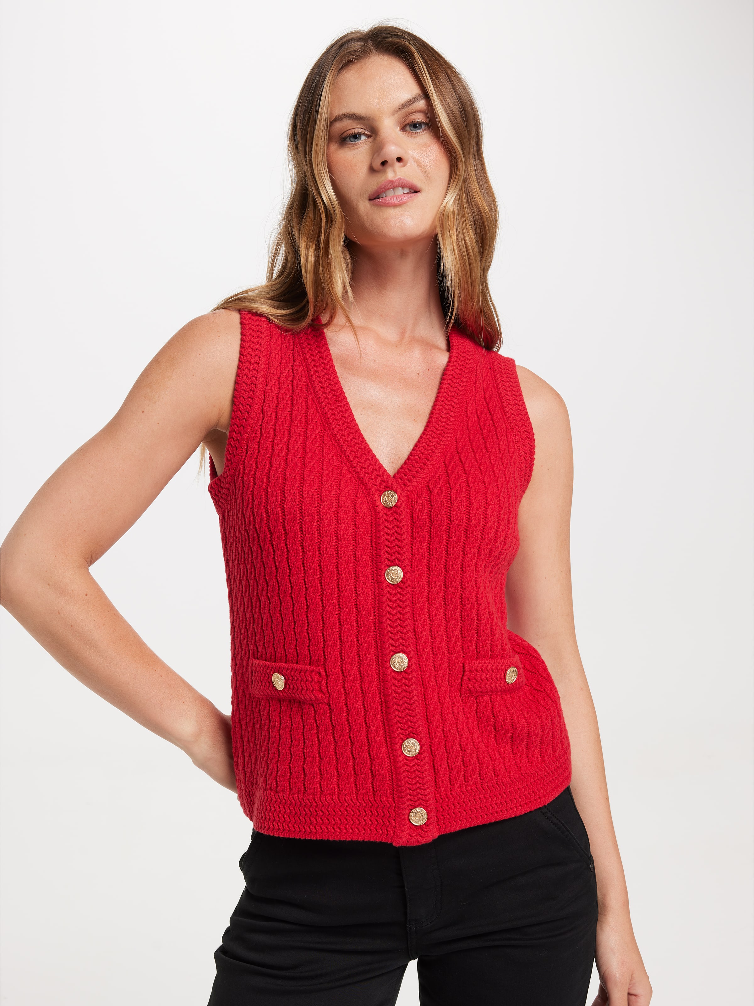 Jordyn Textured V-Neck Vest