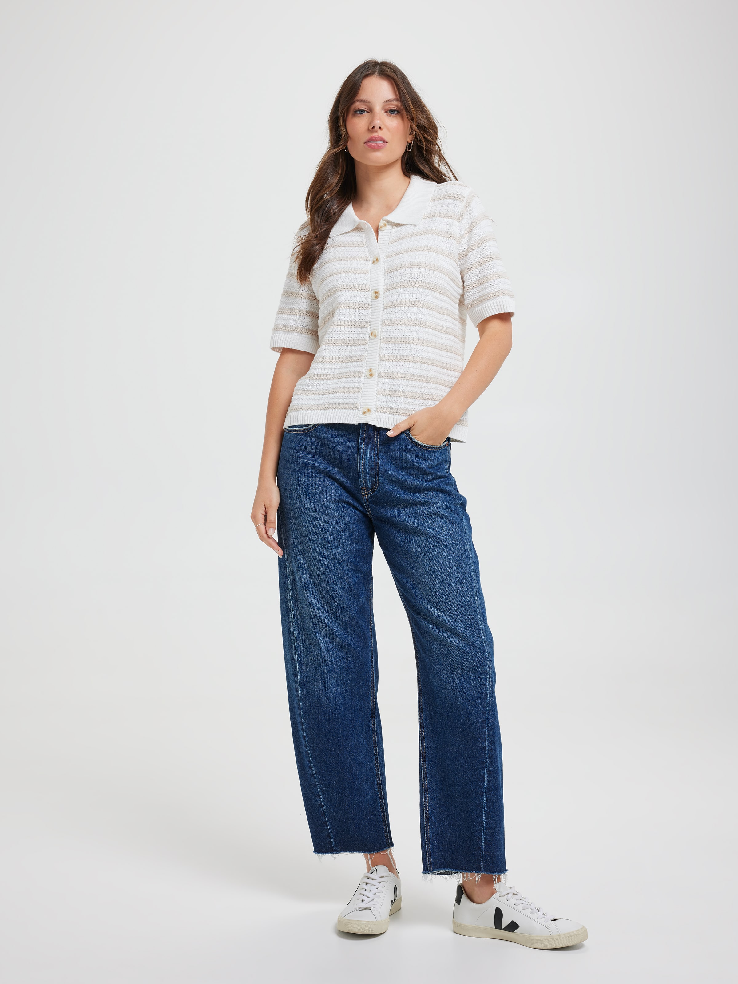 Kaitlyn Crochet Collared Shirt