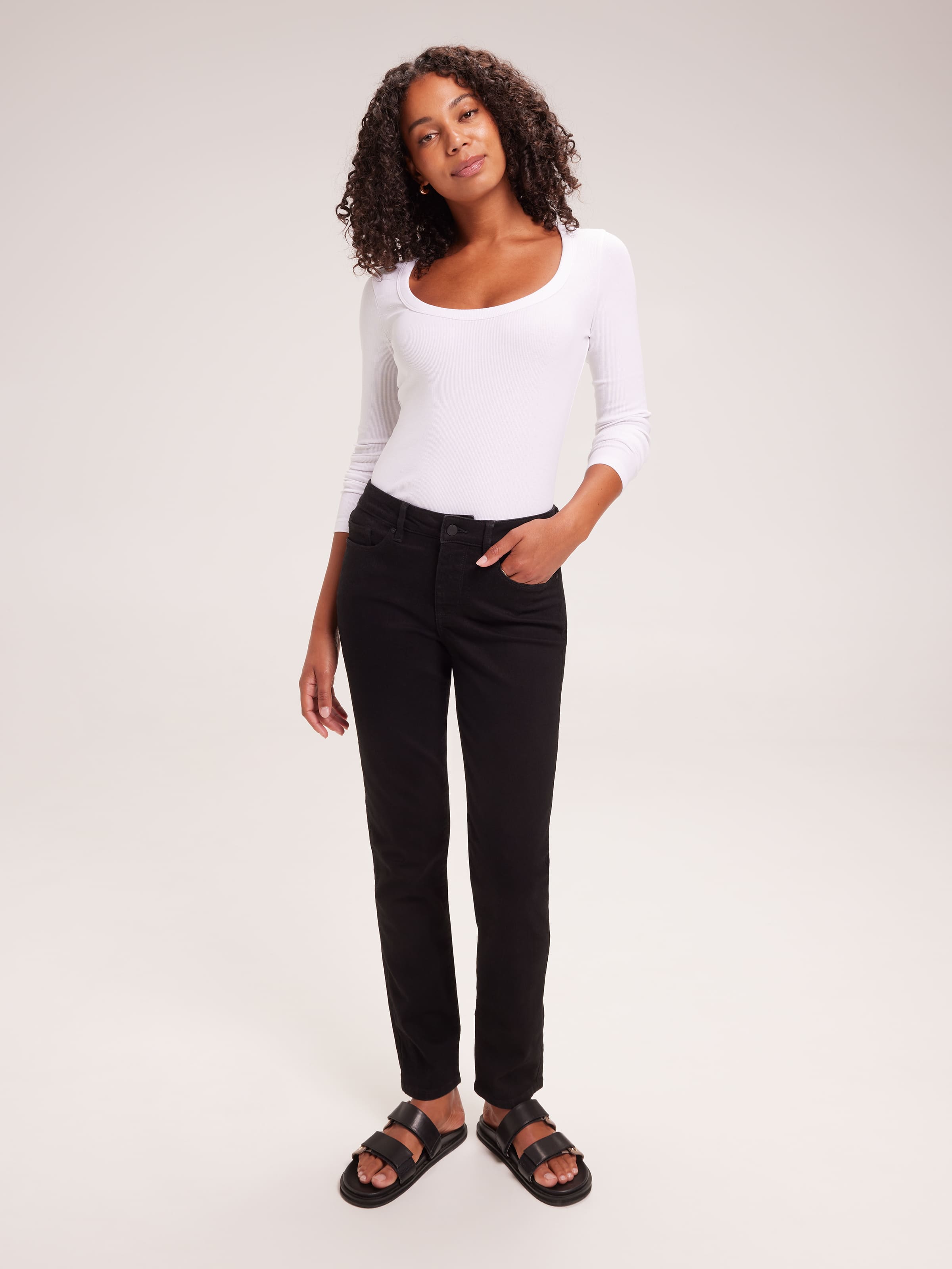 Rib Scoop Long Sleeve Top