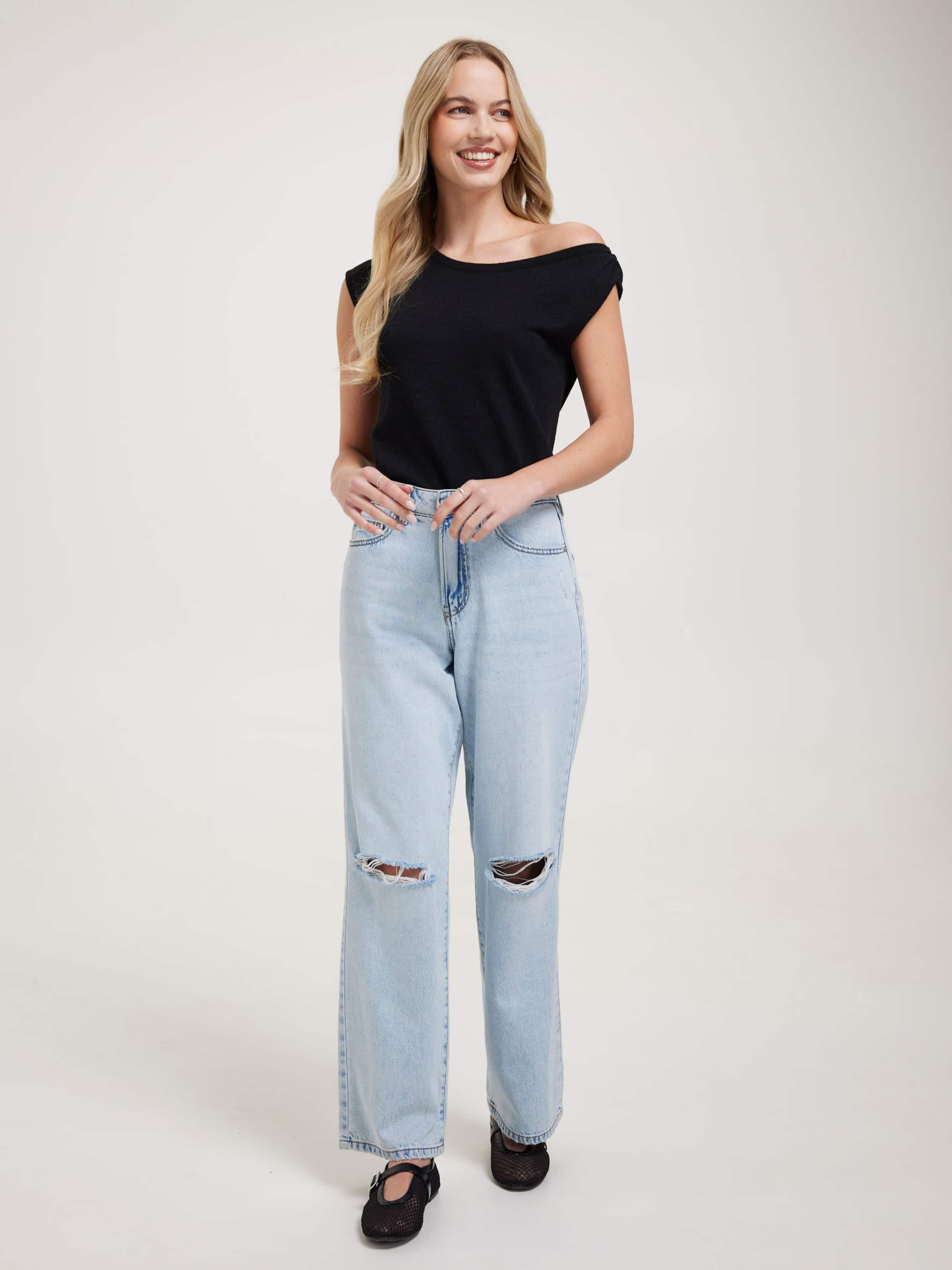 Chloe Boucle Off Shoulder Top