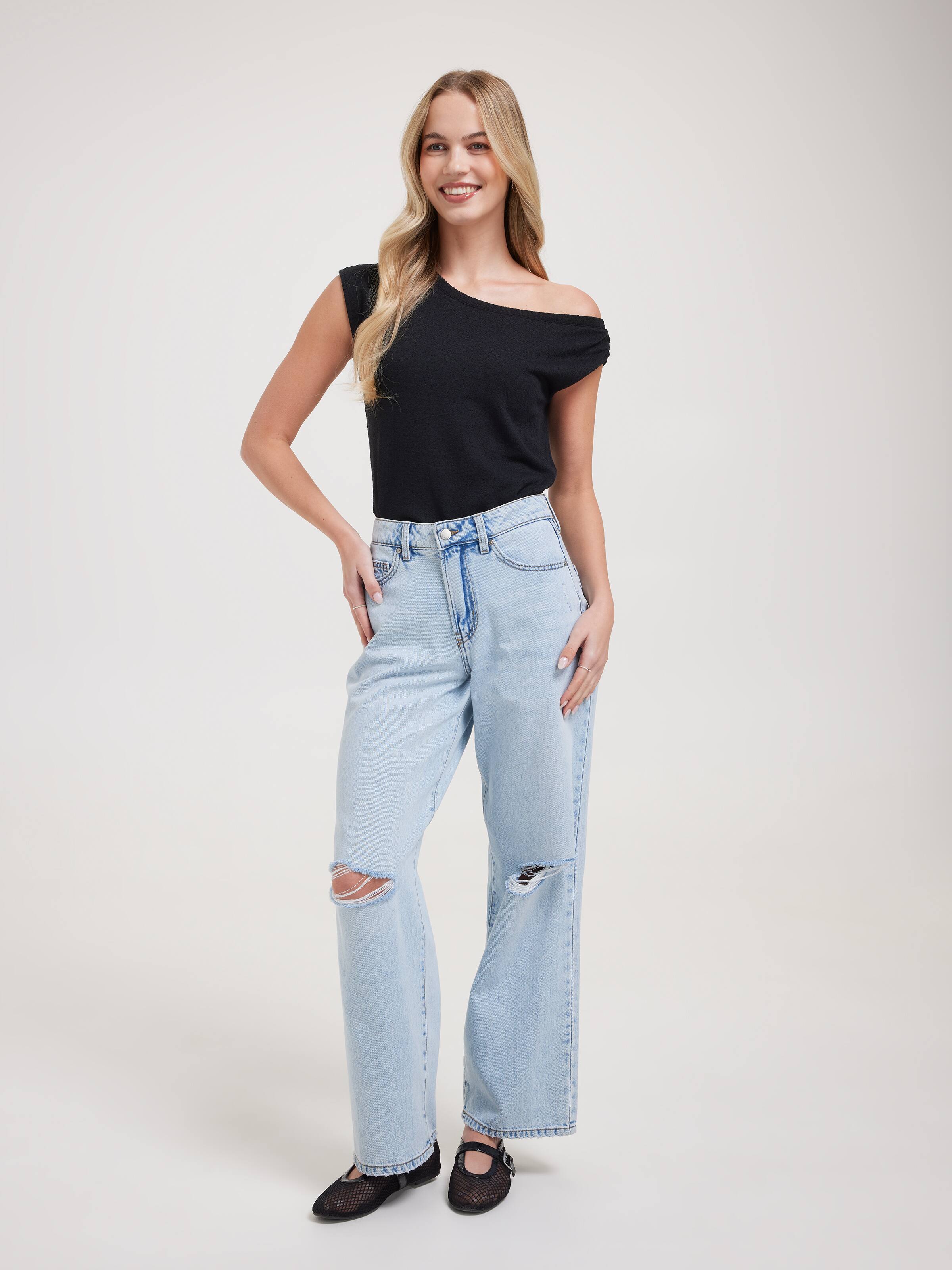 Chloe Boucle Off Shoulder Top