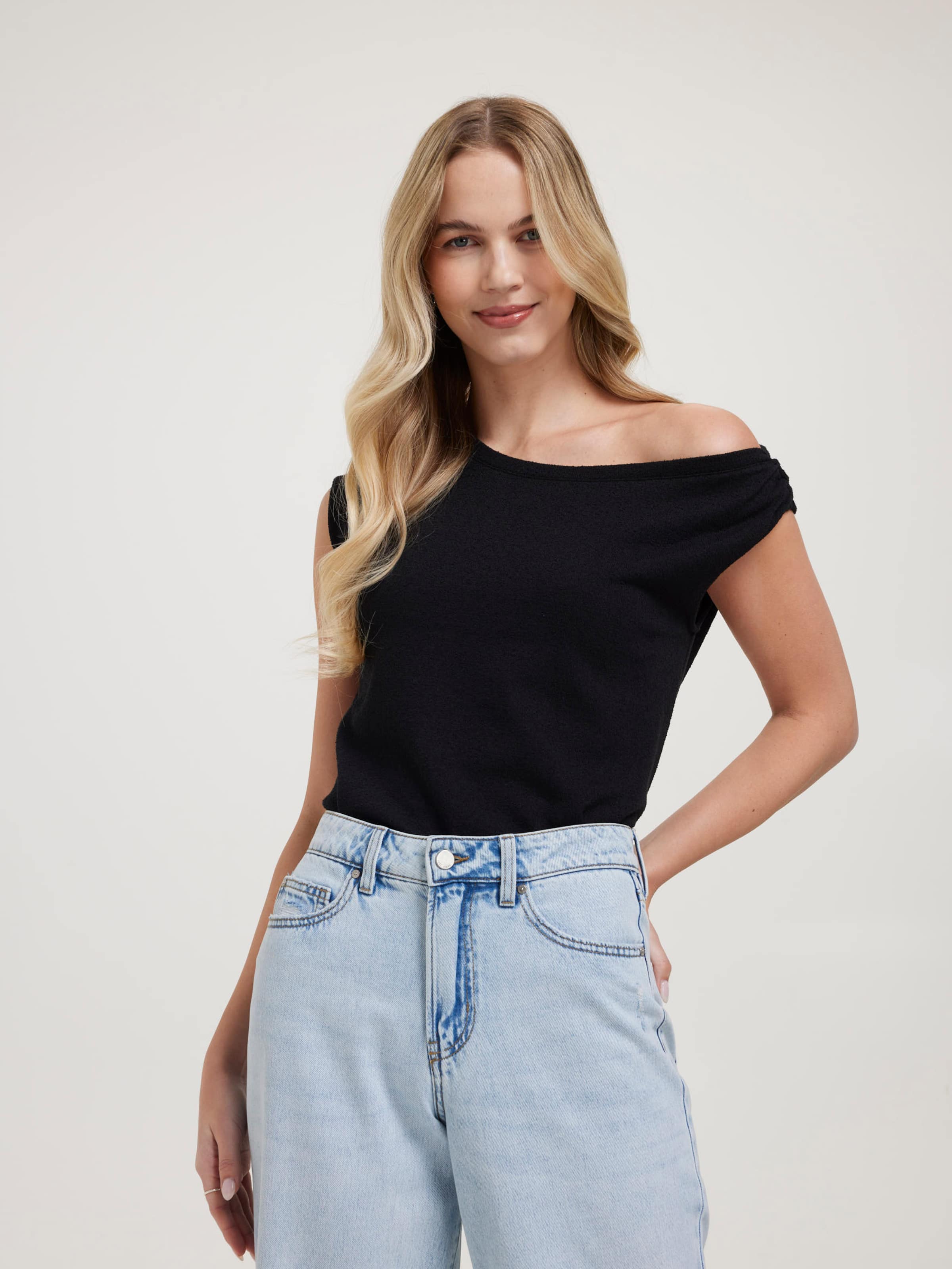 Chloe Boucle Off Shoulder Top
