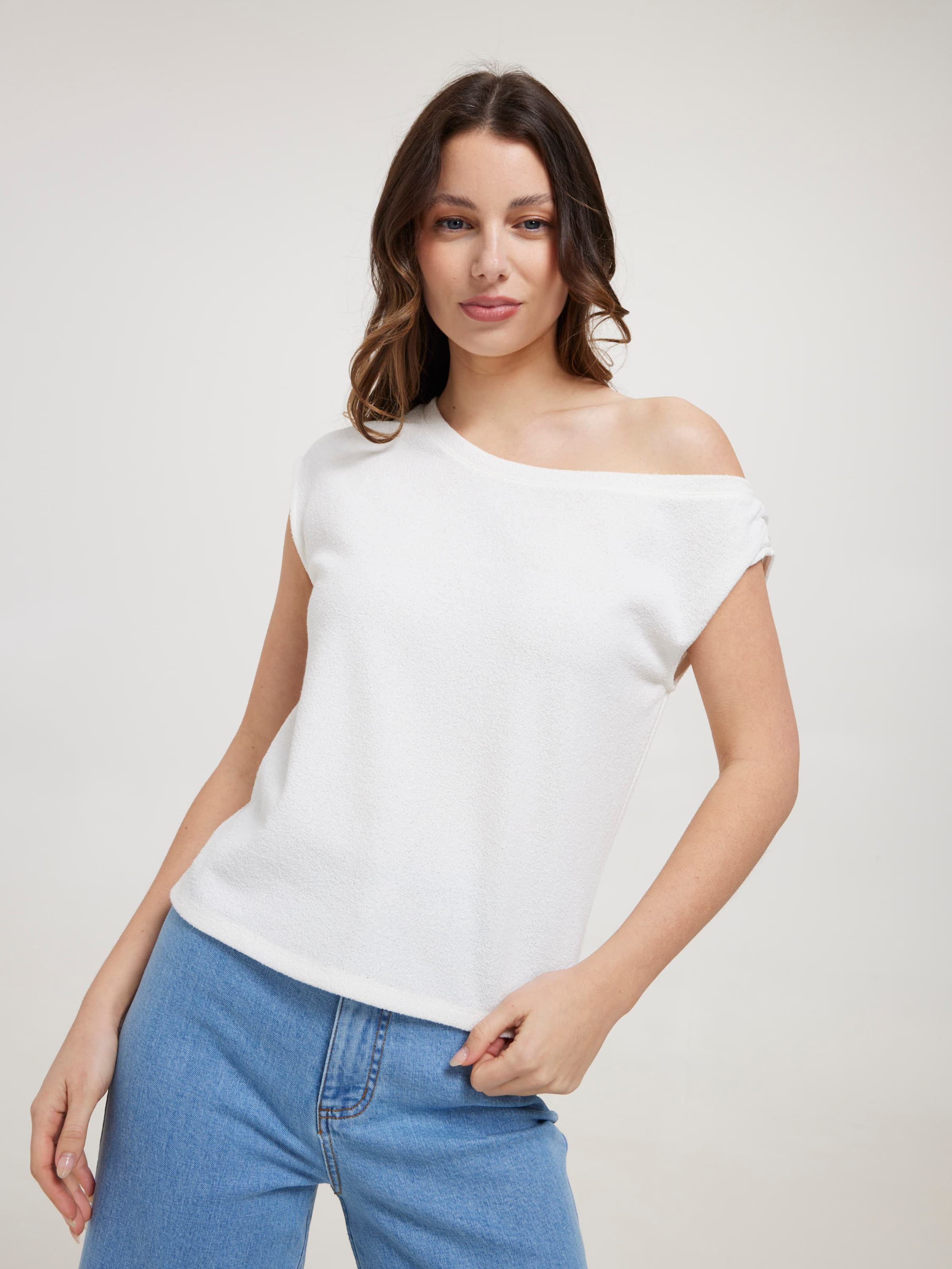 Chloe Boucle Off Shoulder Top