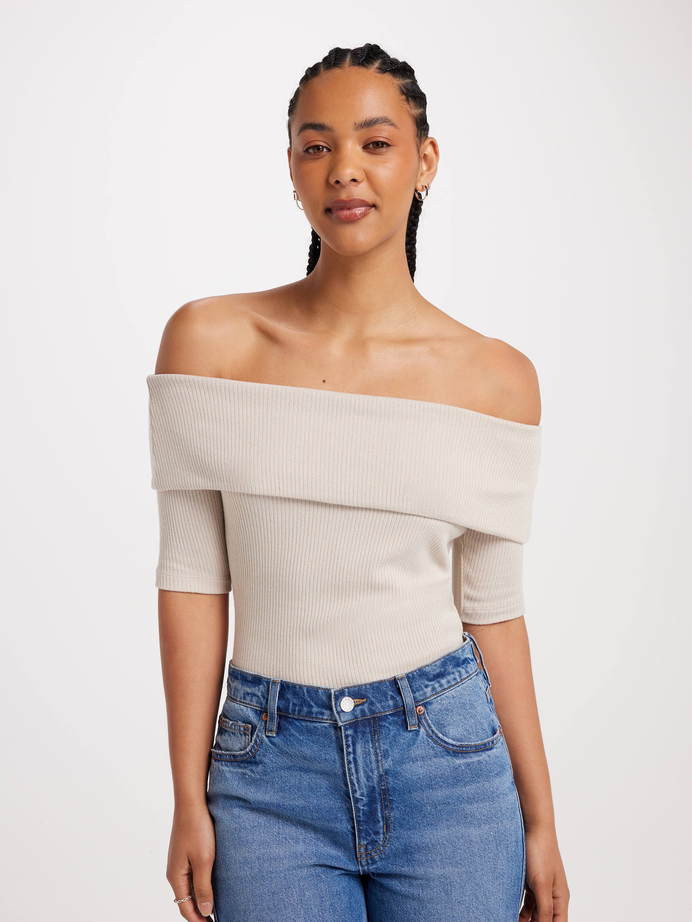 Mila Roll Over Offshoulder Top